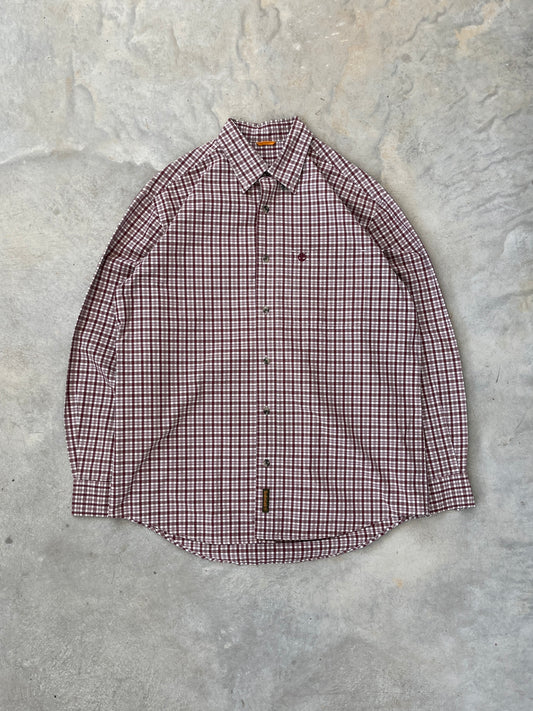 1990S - TIMBERLAND PLAID BUTTON UP - L