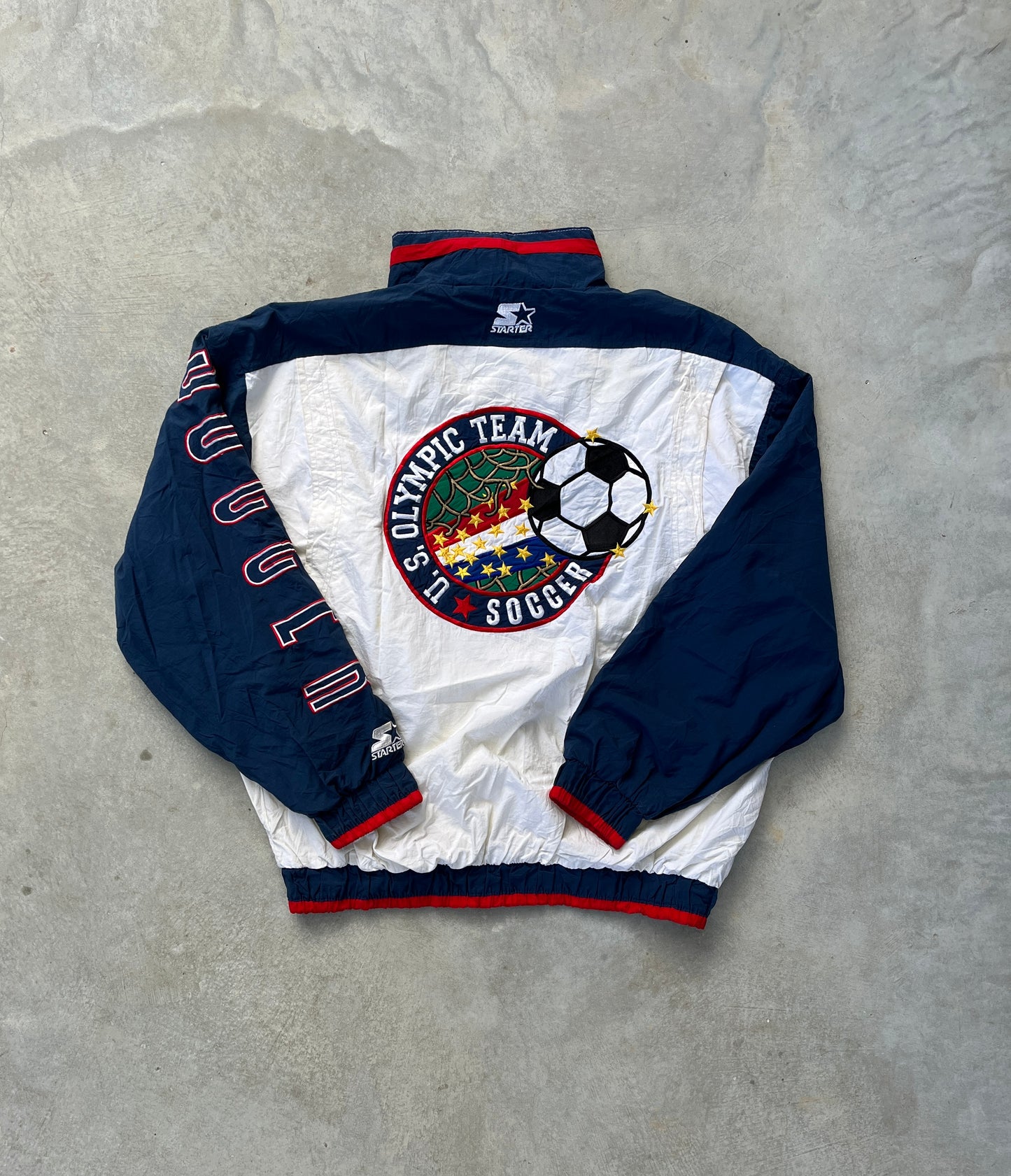 1990S - ORIGINAL STARTER U.S.A SOCCER OLYMPICS TRACK JACKET - XL