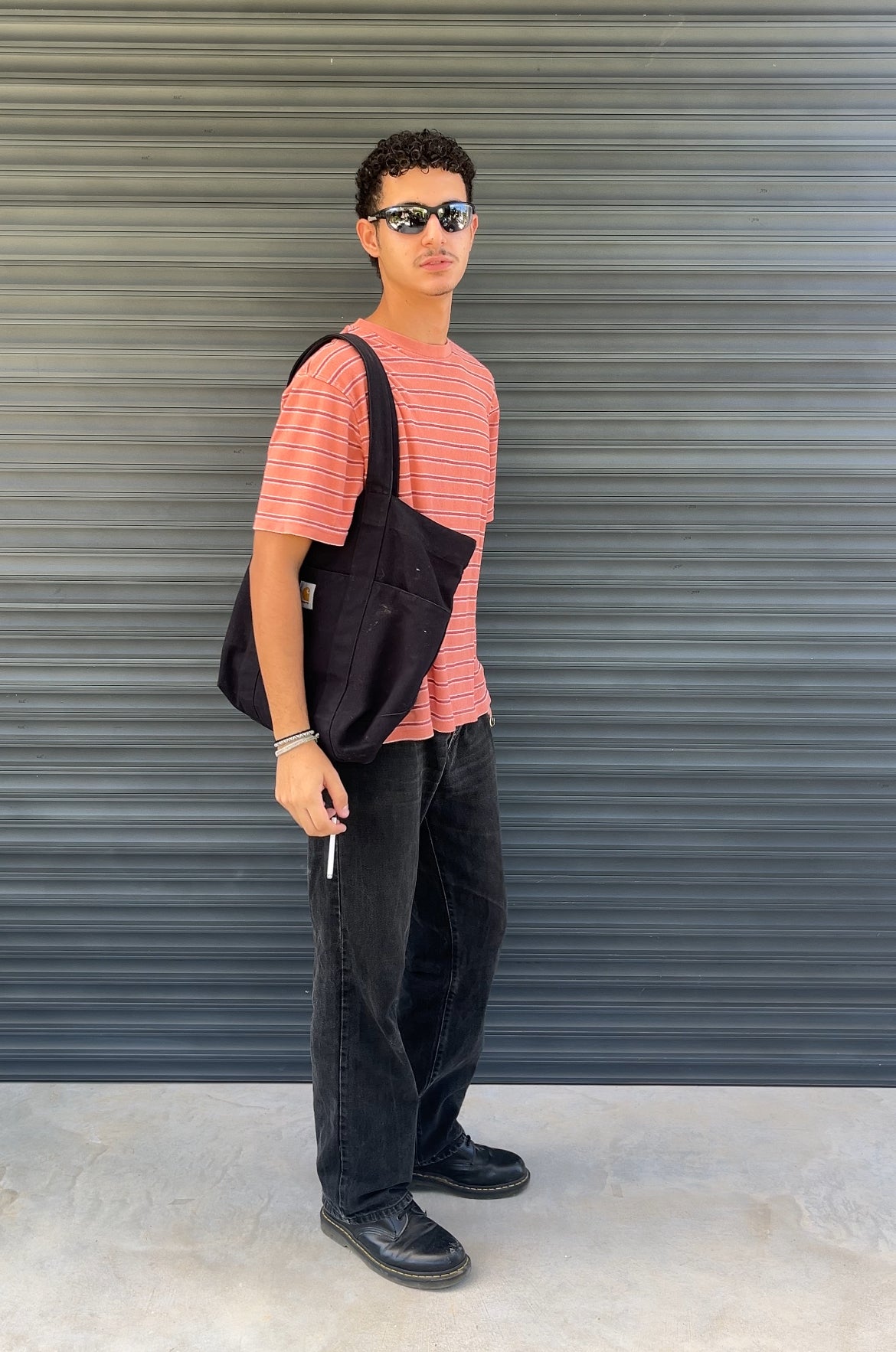 2000S - STÜSSY PINK & BORDEAUX STRIPED TSHIRT - L