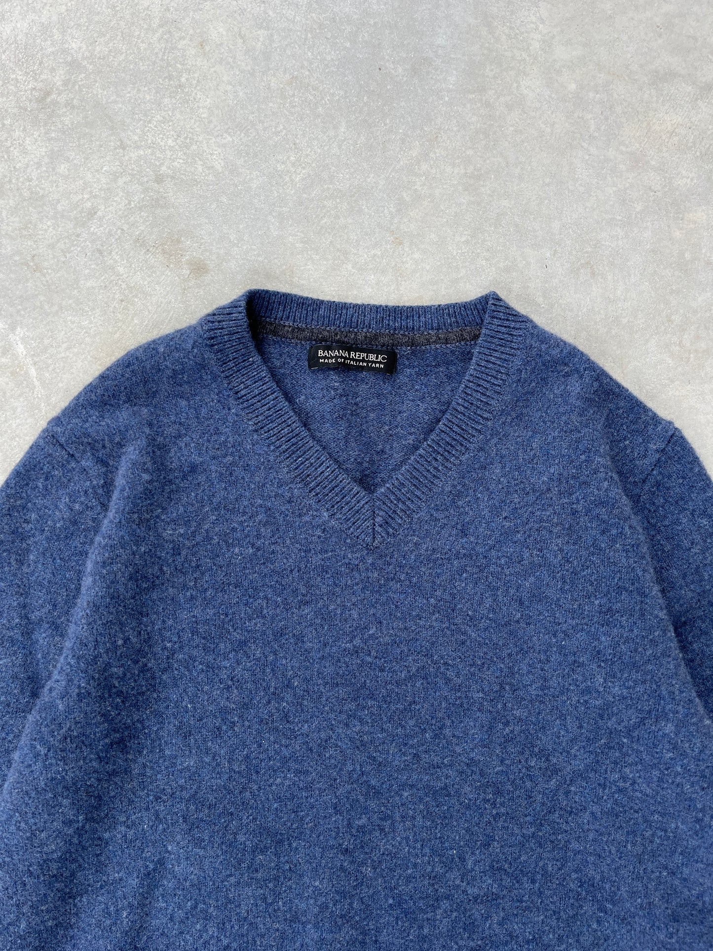 1990S - BANANA REPUBLIC BLUE KNIT SWEATER - S