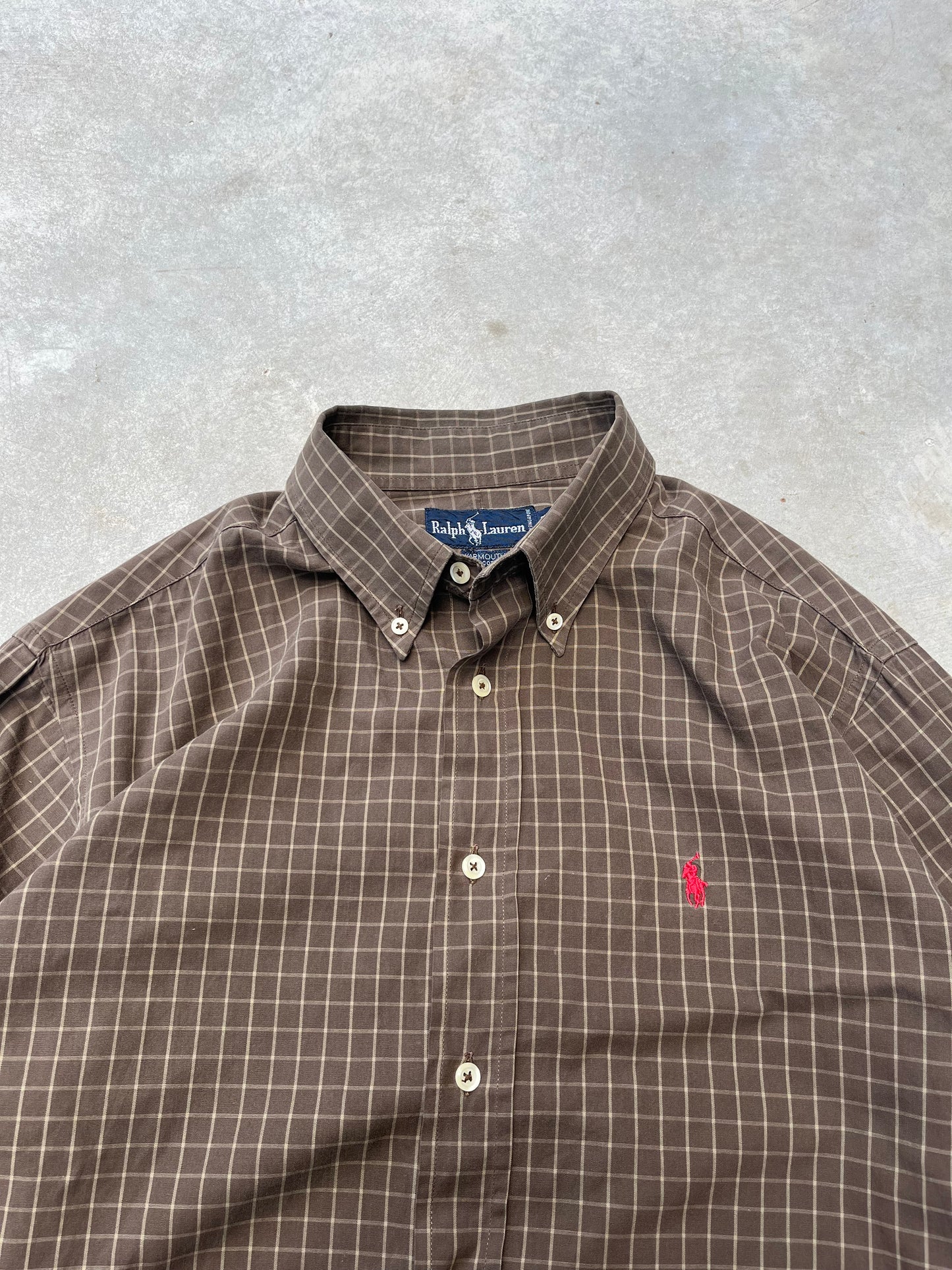 1990S - POLO RALPH LAUREN BROWN BUTTONED SHIRT - XL