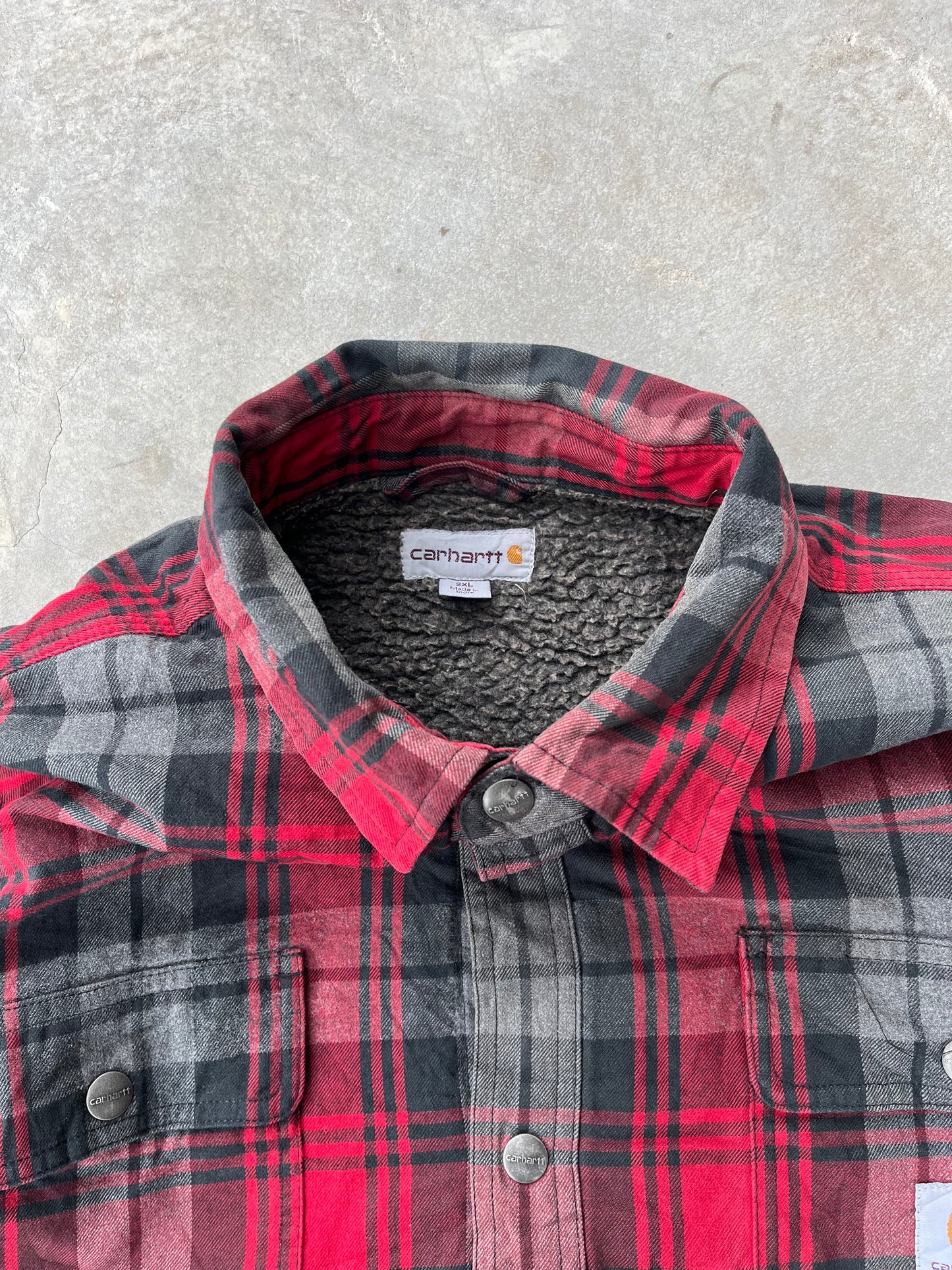 1990S - PLAID CARHARTT BUTTONS JACKET - 2XL