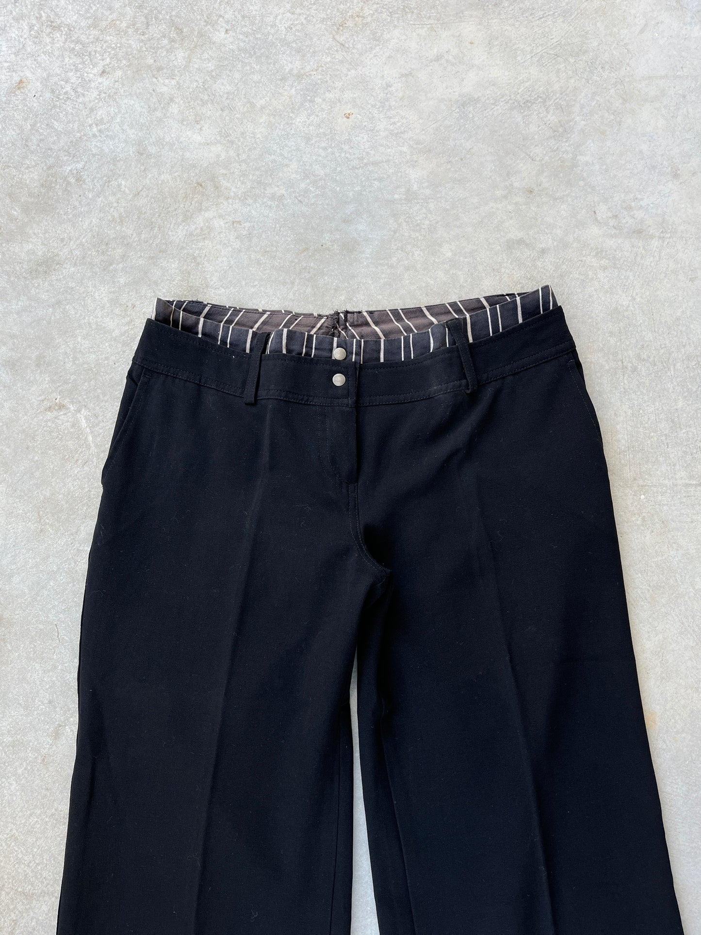 2000S - BLACK LAYERED TAILORED FLARED PANTS - 38