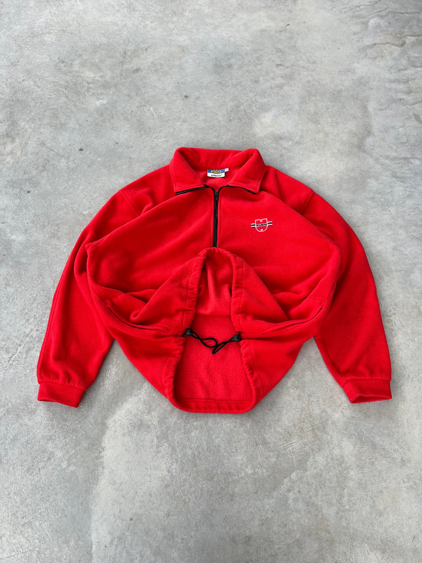1990S - RED WURTH POLO COLLAR FLEECE - L