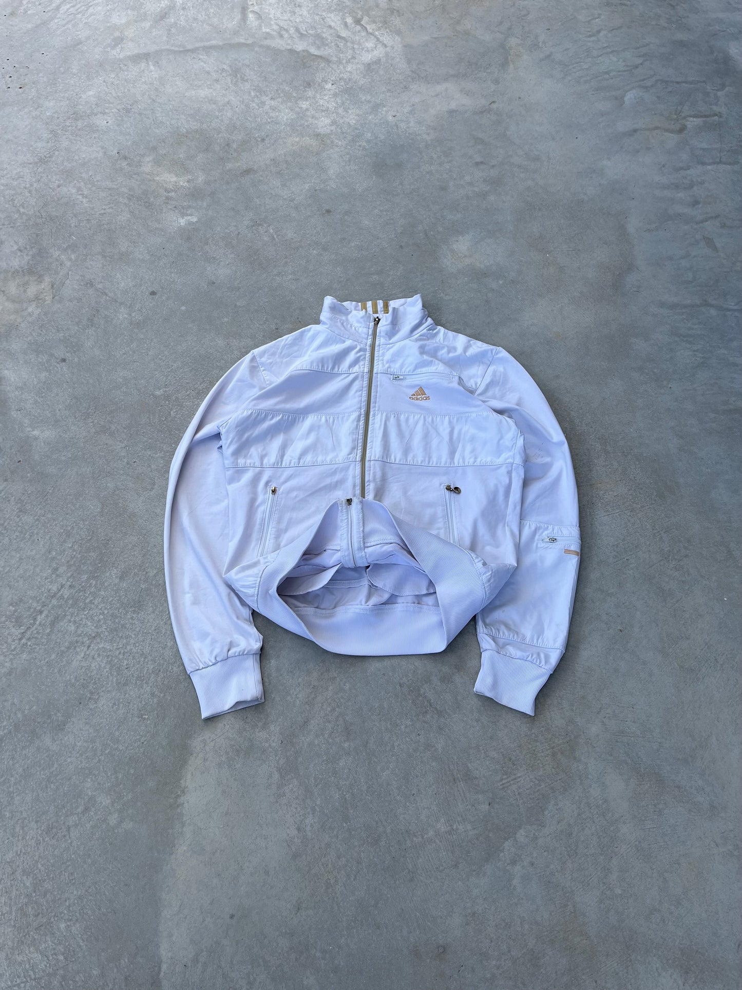 2000S - WHITE & GOLD ADIDAS SPORT JACKET - S
