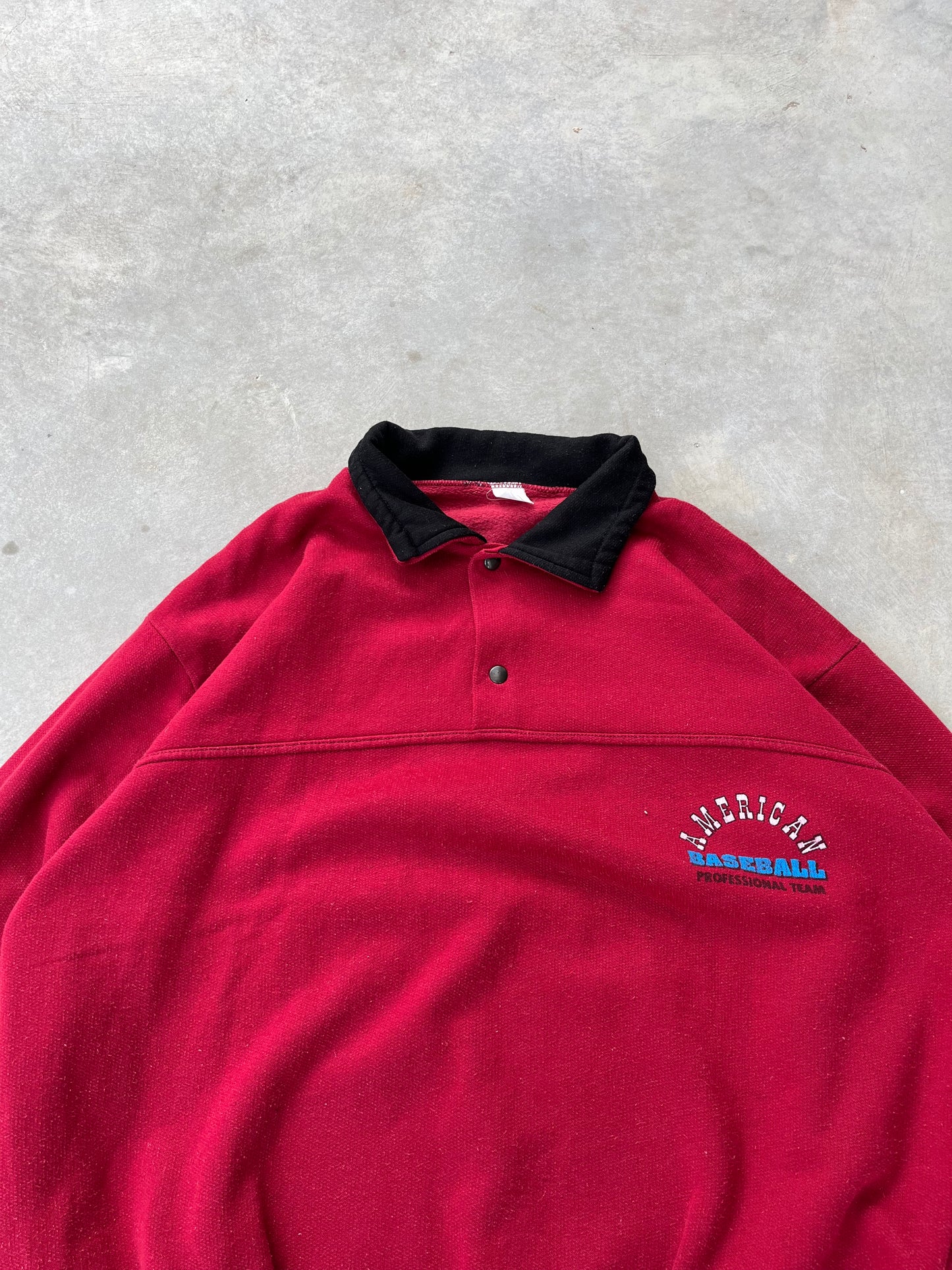 1980S - AMERICAN BASEBALL BUTTONED PRINTED SWEATSHIRT - L