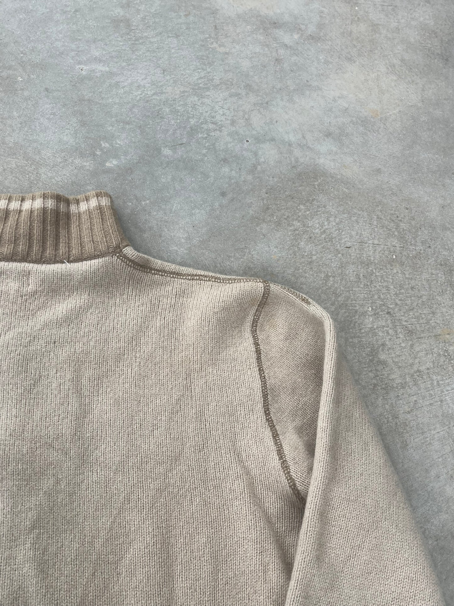 2000S - LEVI‘S BEIGE ZIP UP KNIT JACKET - L