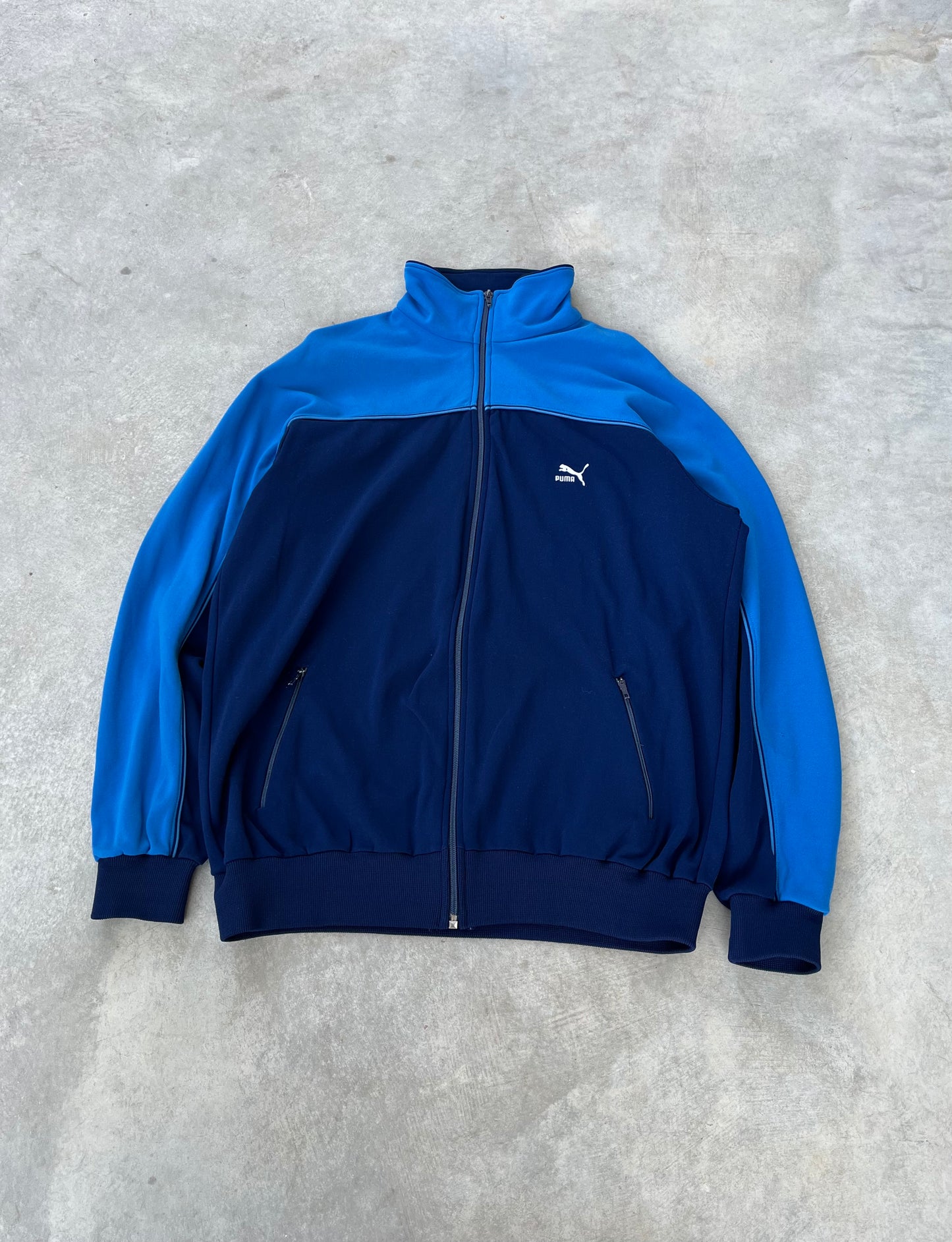1980S - NAVY & LIGHT BLUE PUMA SPORT JACKET - M