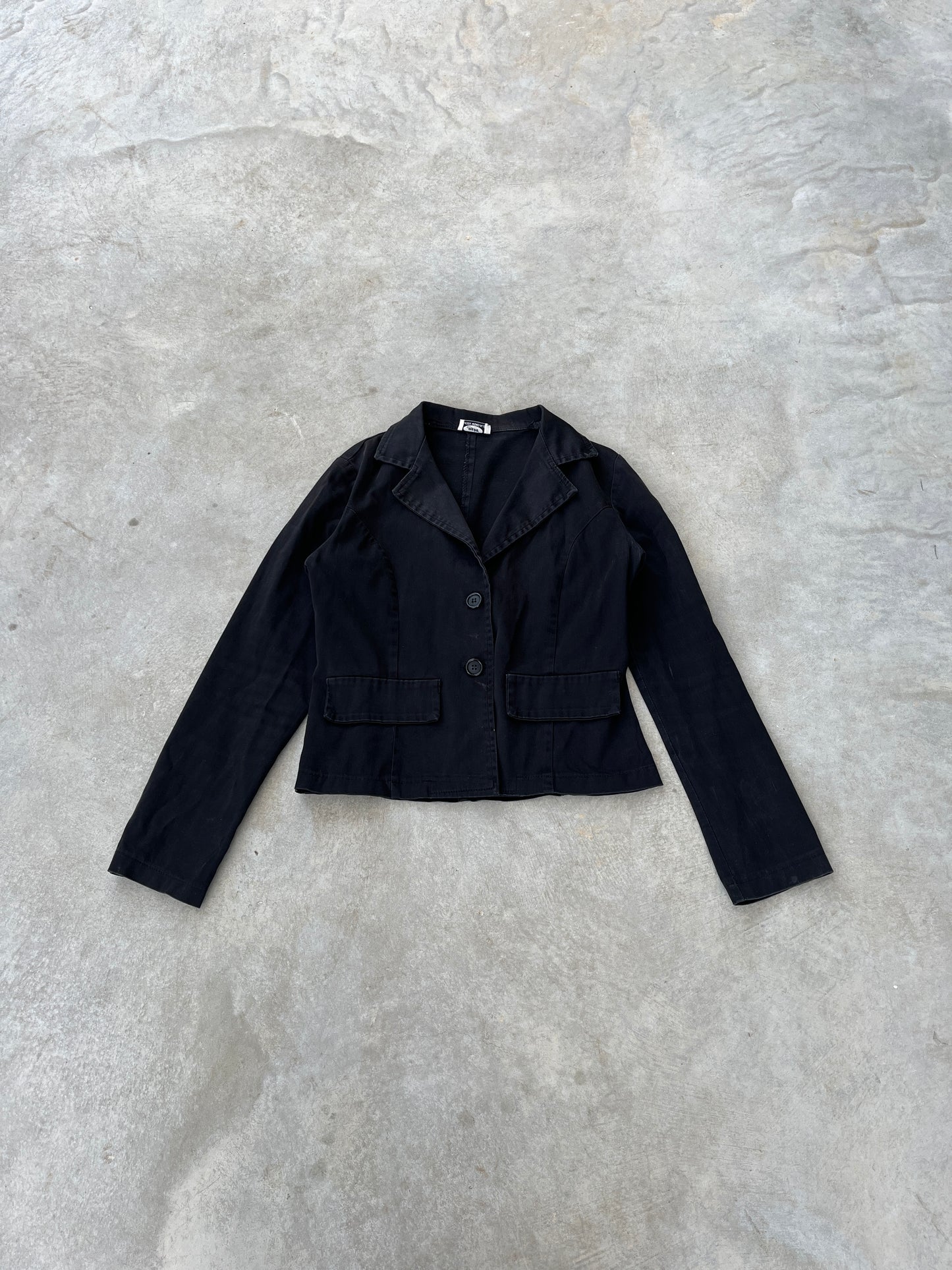 1990S - BLACK BUTTONED TAILORED SHIRT - S