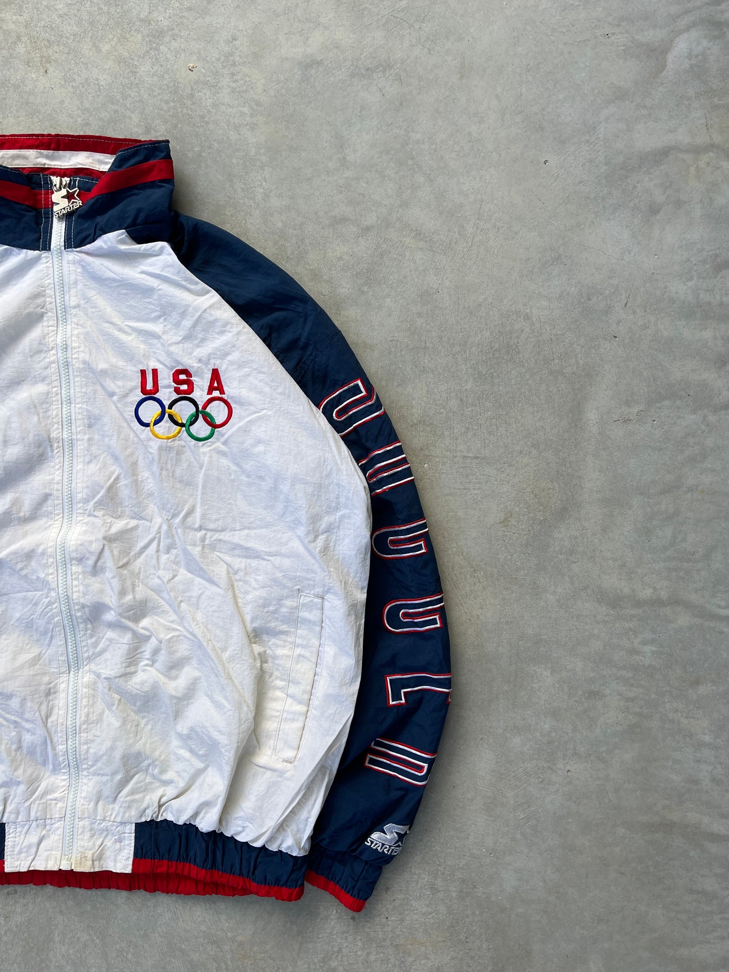 1990S - ORIGINAL STARTER U.S.A SOCCER OLYMPICS TRACK JACKET - XL