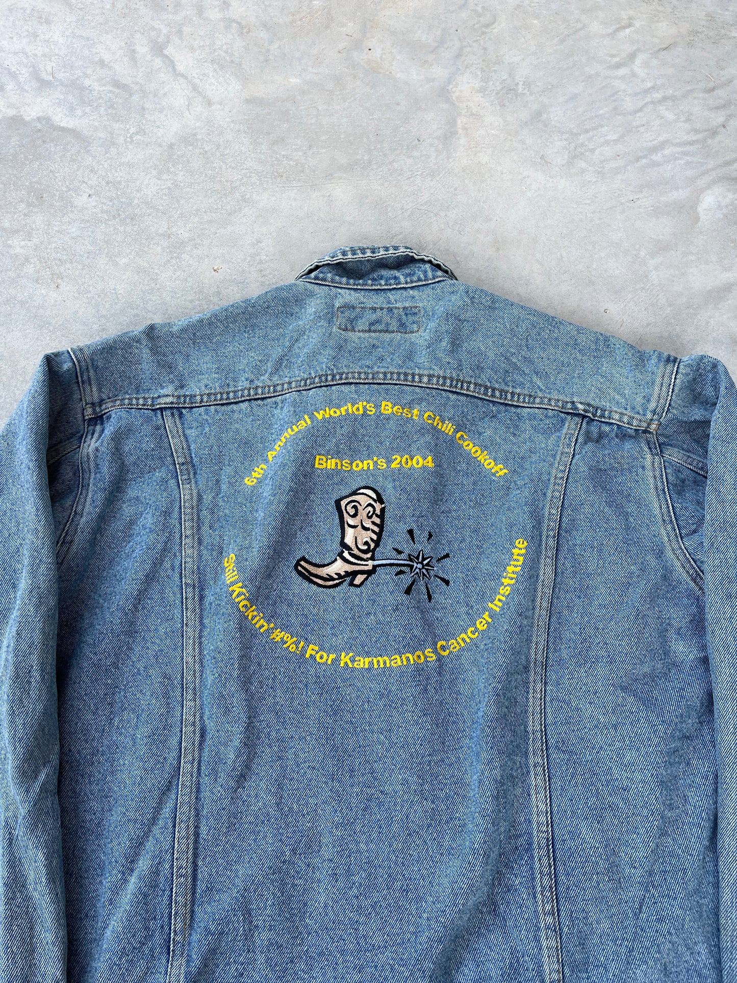 2000S - LEE EMBROIDERED BACK DENIM JACKET - L