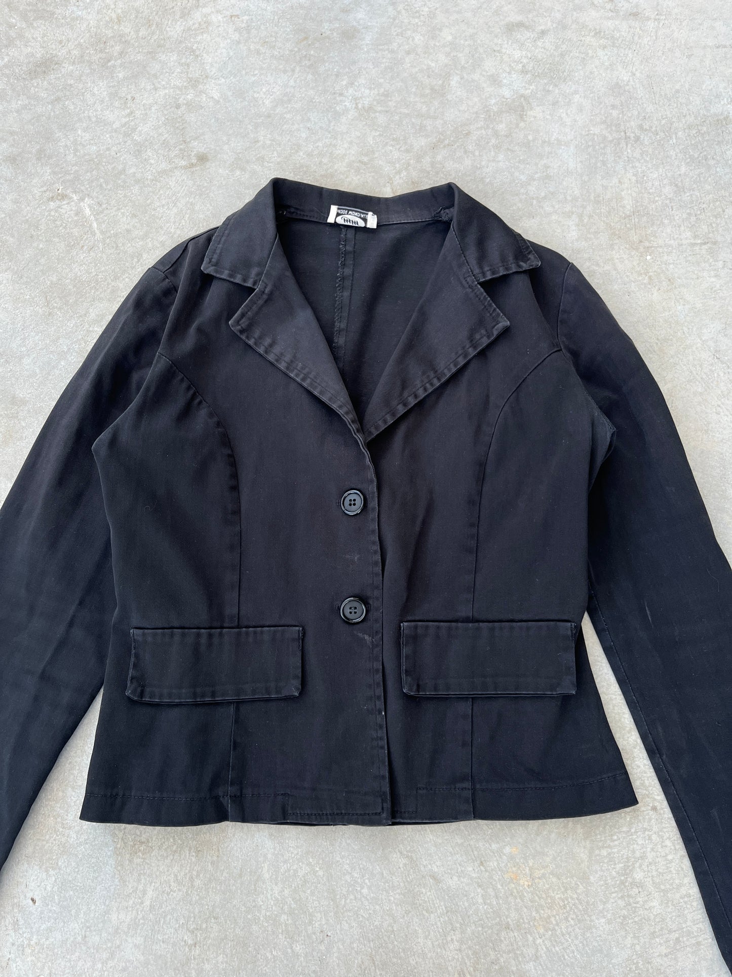 1990S - BLACK BUTTONED TAILORED SHIRT - S