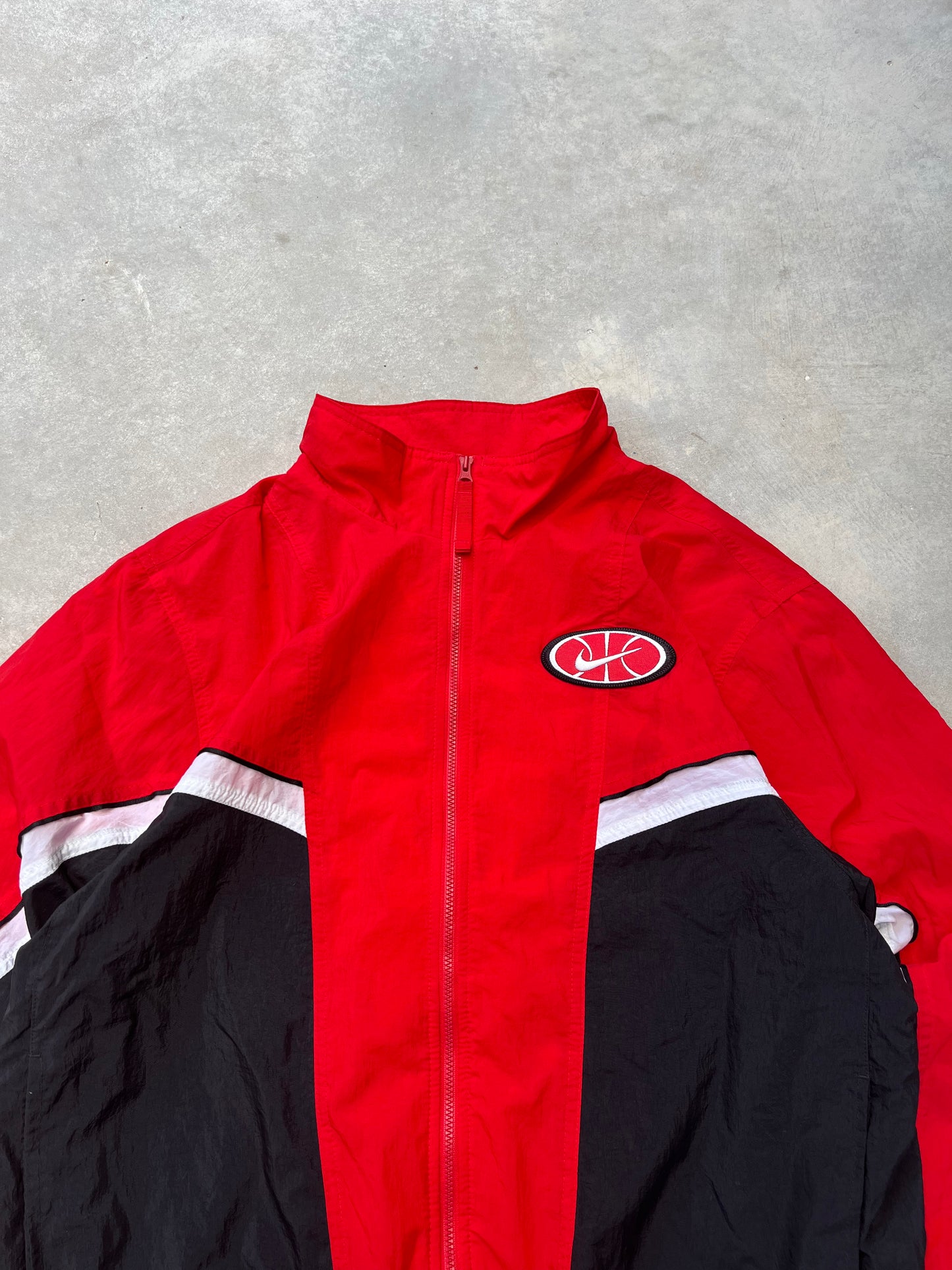 2000S - RED WHITE & BLACK NIKE TRACK JACKET - M