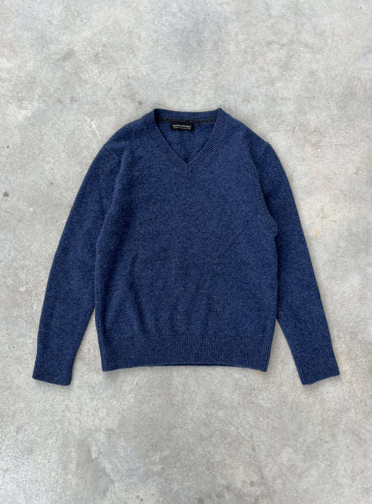 1990S - BANANA REPUBLIC BLUE KNIT SWEATER - S