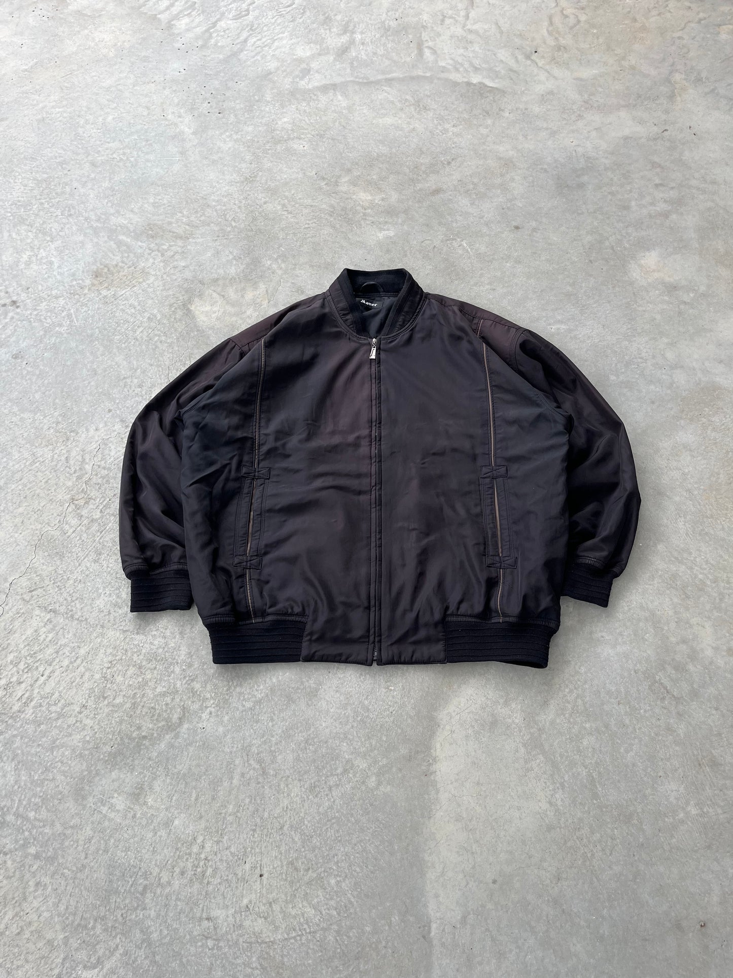 1990S - BLACK SUN FADED BIKER JACKET - L