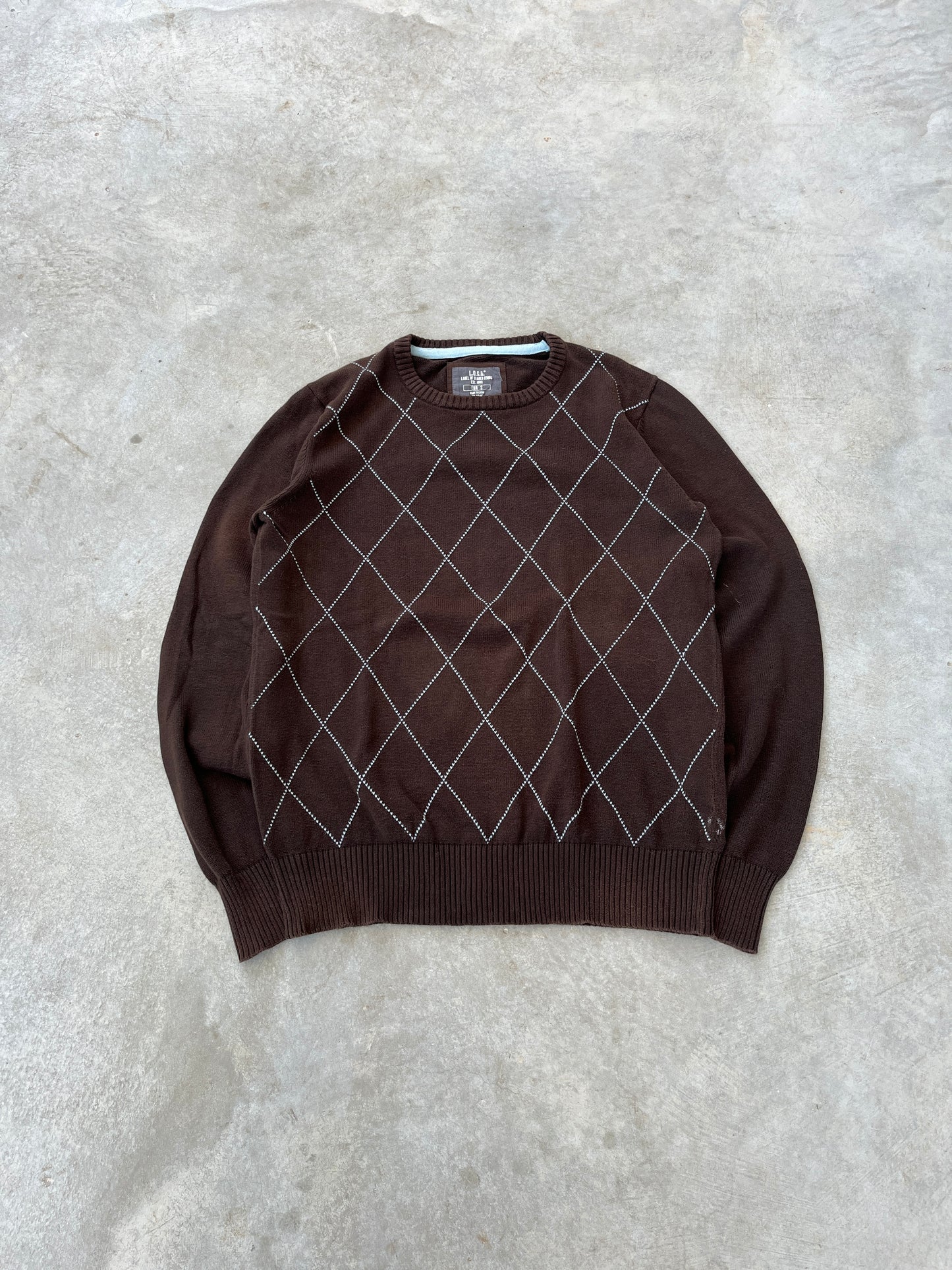 1990S - BROWN ARGYLE SWEATER - M