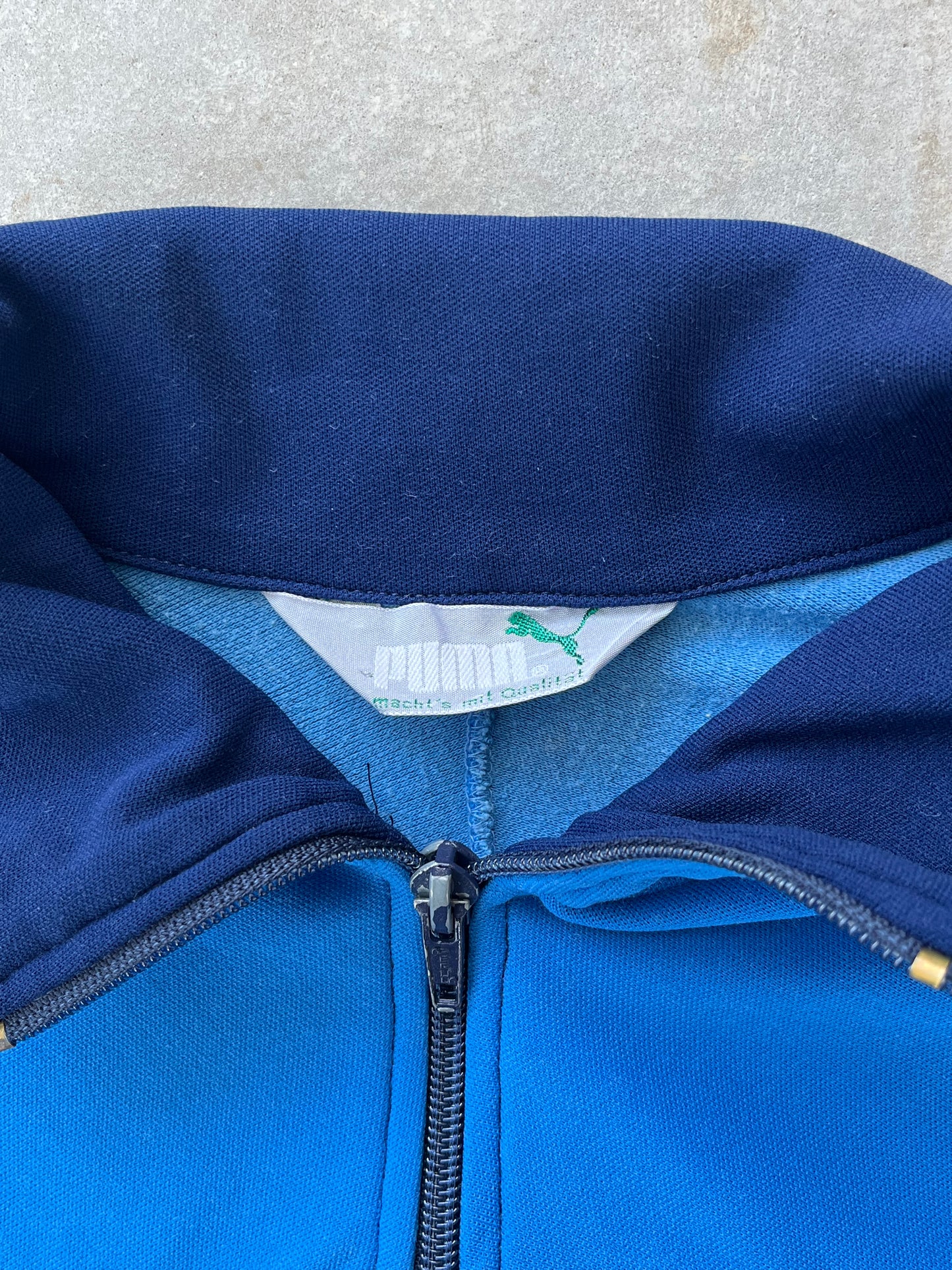 1980S - NAVY & LIGHT BLUE PUMA SPORT JACKET - M