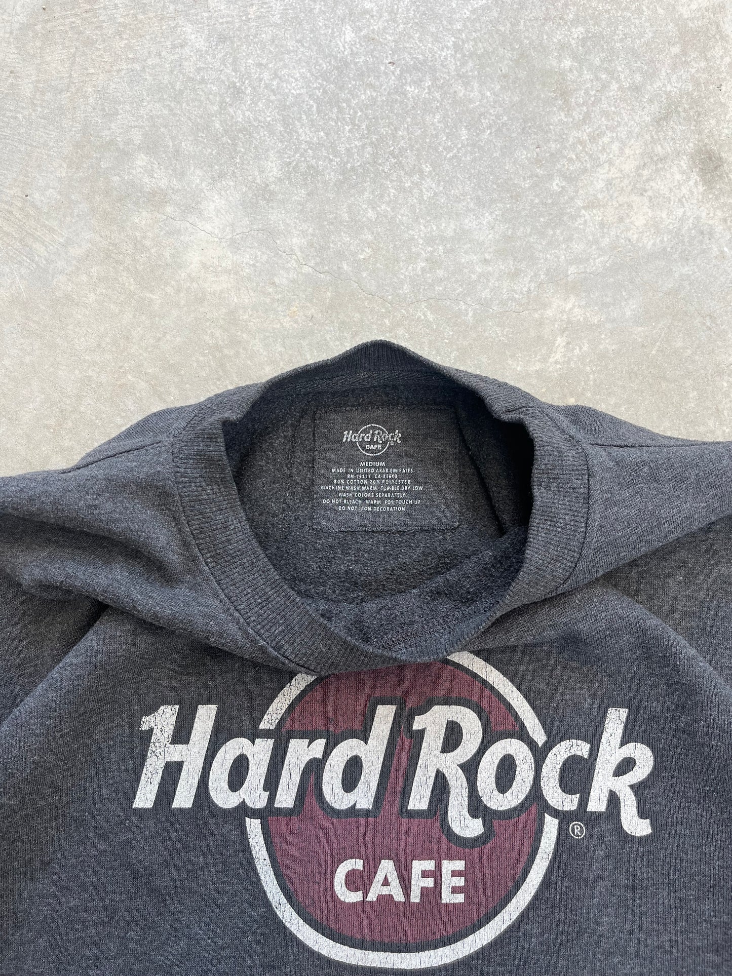 2000S - HARD ROCK CAFE “FLORENECE” DARK GRAY CREWNECK - M