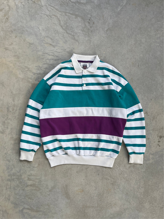 1980S - POLO COLLAR SWEATSHIRT - M