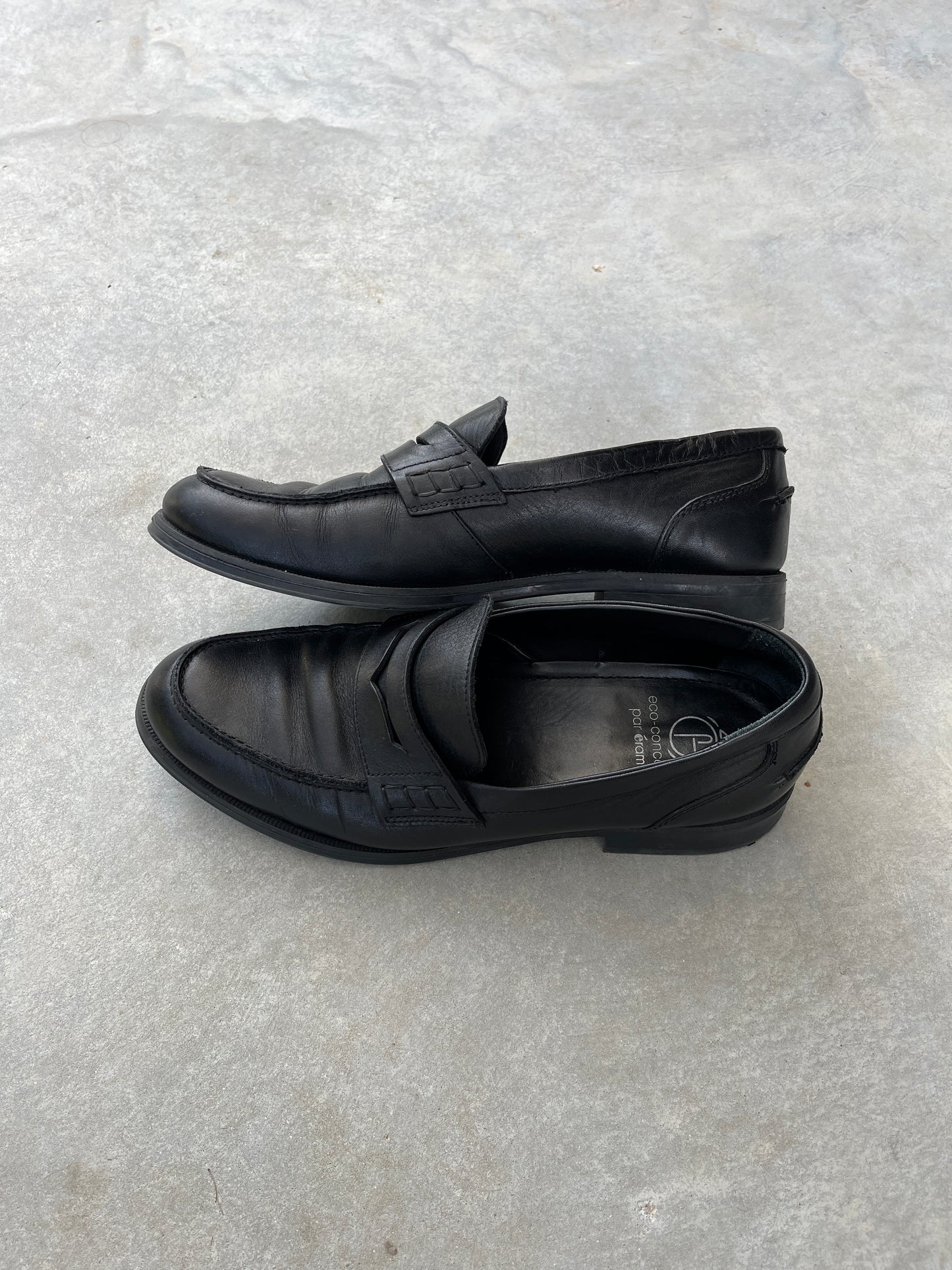 1990S - ÉRAM BLACK LEATHER LOAFERS - 41