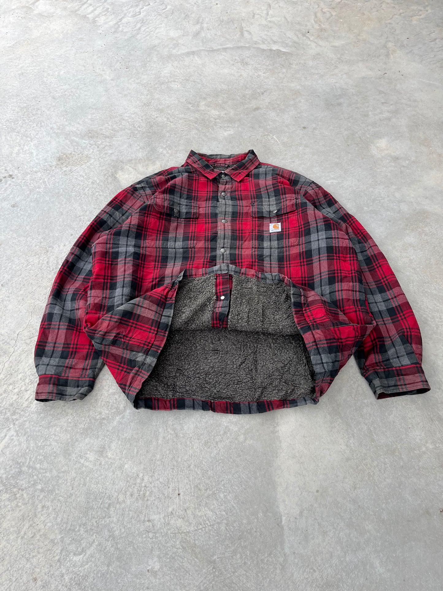 1990S - PLAID CARHARTT BUTTONS JACKET - 2XL