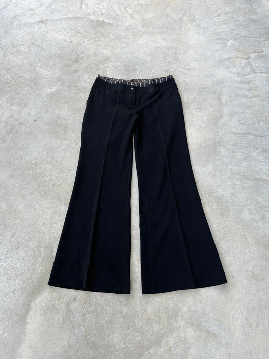 2000S - BLACK LAYERED TAILORED FLARED PANTS - 38