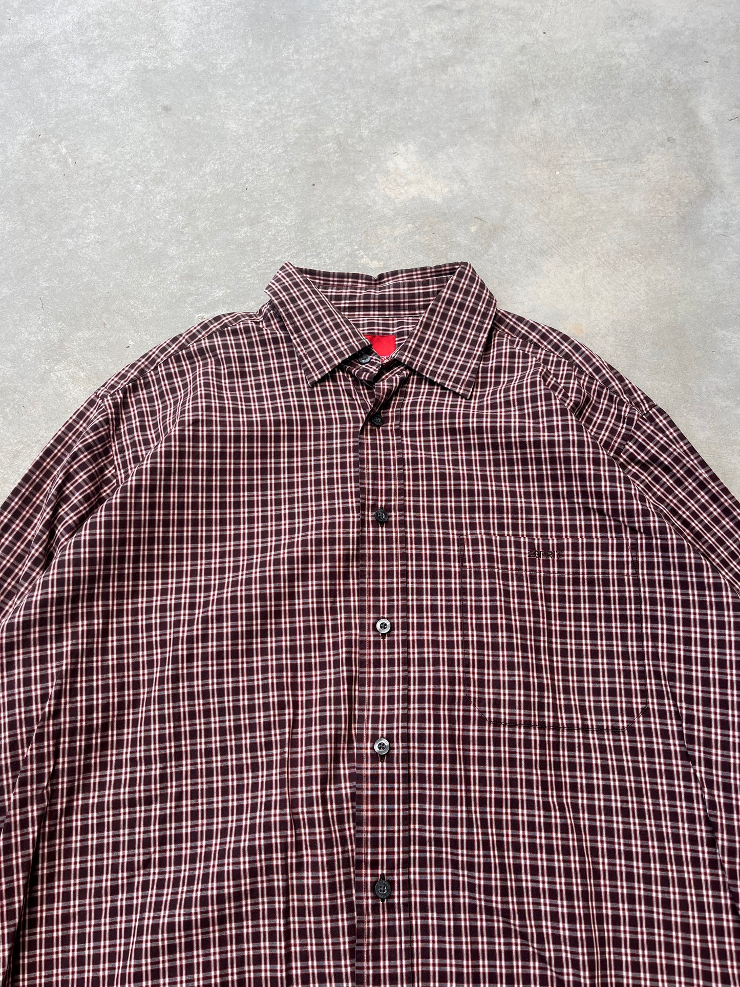 1990S - PLAID BUTTON DOWN SHIRT - XL