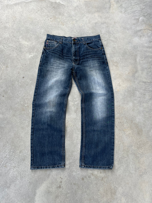 2000S - DARK BLUE FADED STRAIGHT LEG JEANS - 34