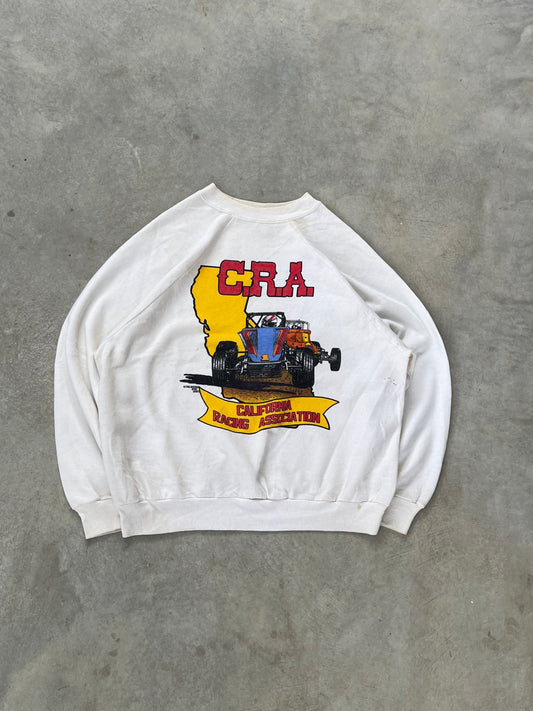 1980S - WHITE CALIFORNIA RACING SWEATSHIRT- L