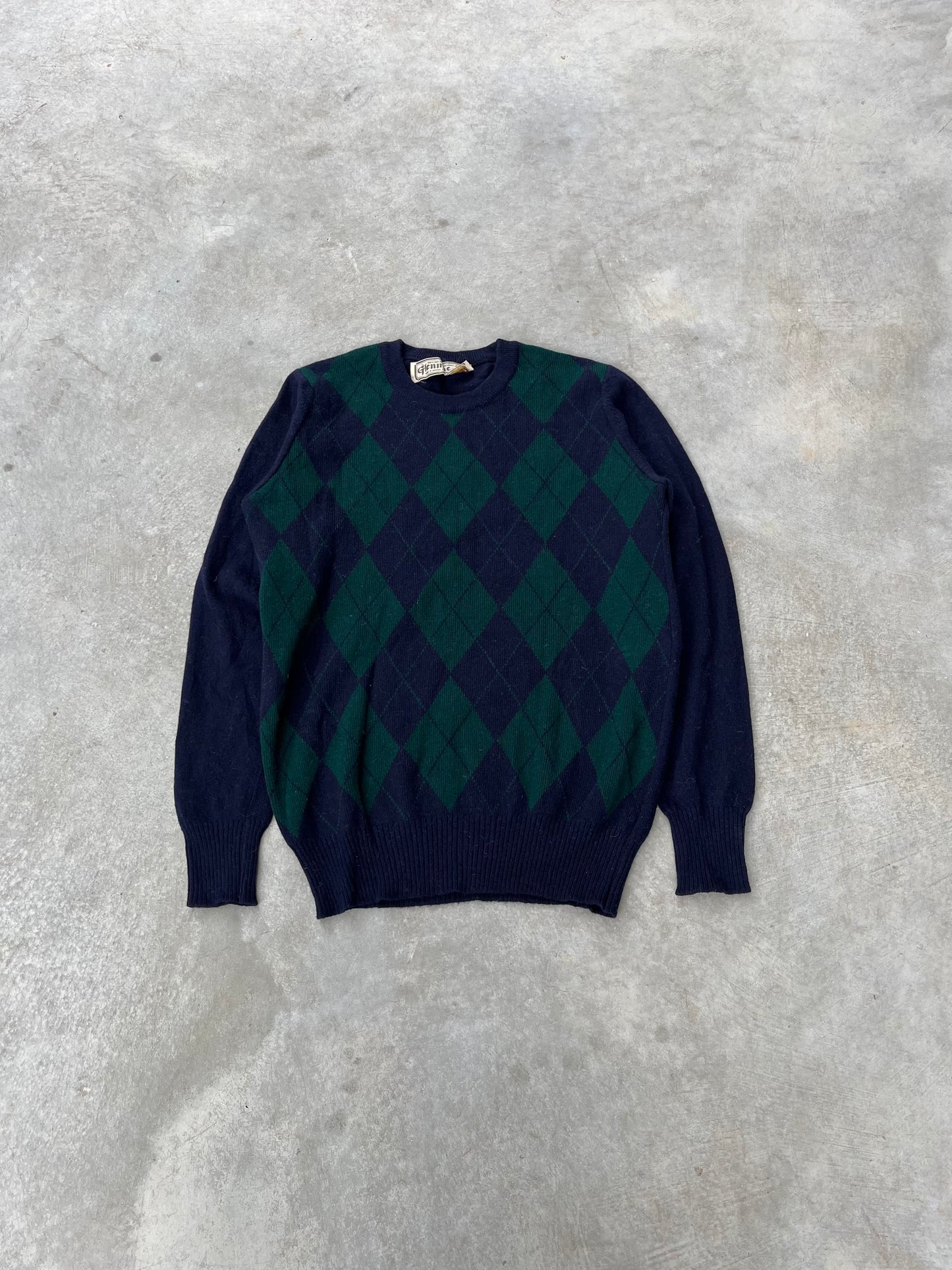 1980S - LAMBSWOOL MADE IN SCOTLAND ARGYLE SWEATER - XS