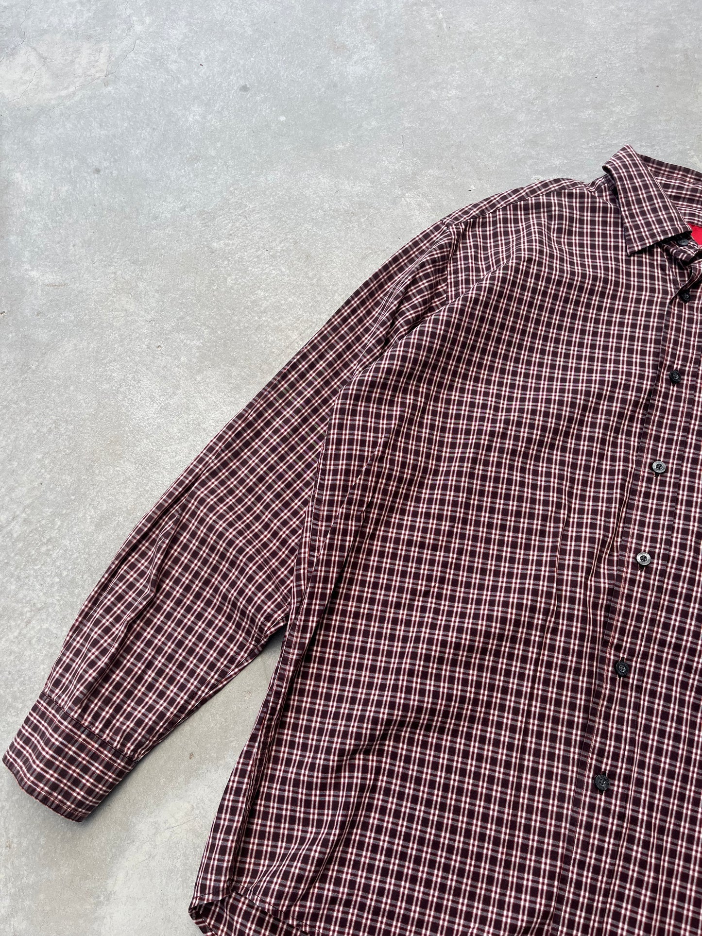 1990S - PLAID BUTTON DOWN SHIRT - XL