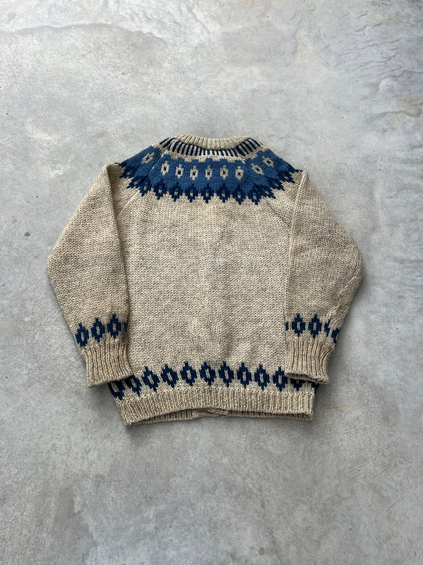 1990S - PATTERNED KNIT CARDIGAN - L