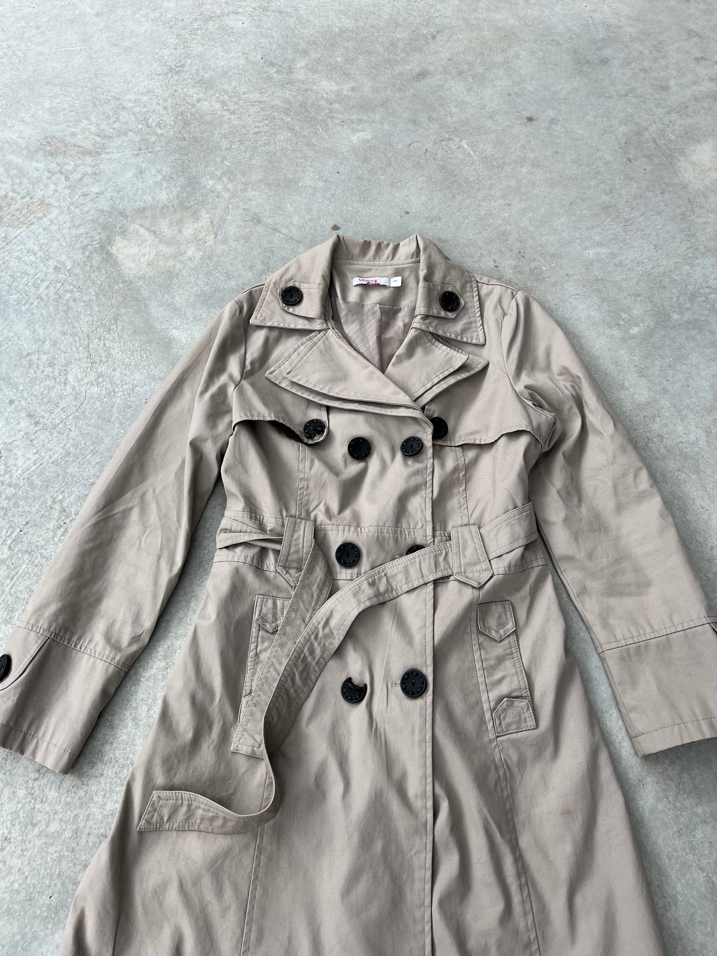 1990S - BEIGE TRENCH COAT - S