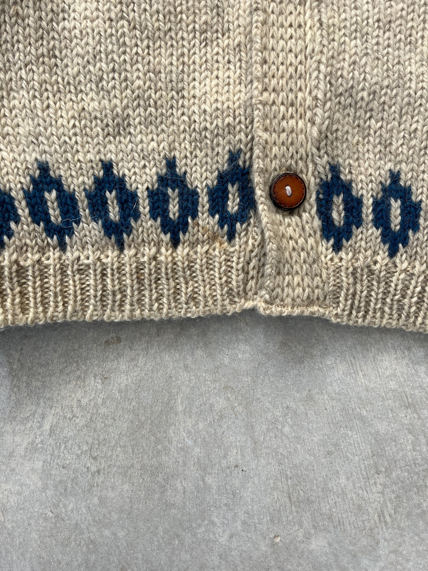 1990S - PATTERNED KNIT CARDIGAN - L