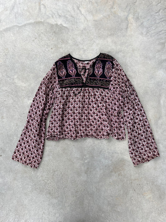 1990S - FLARED SLEEVE MESH TOP - M