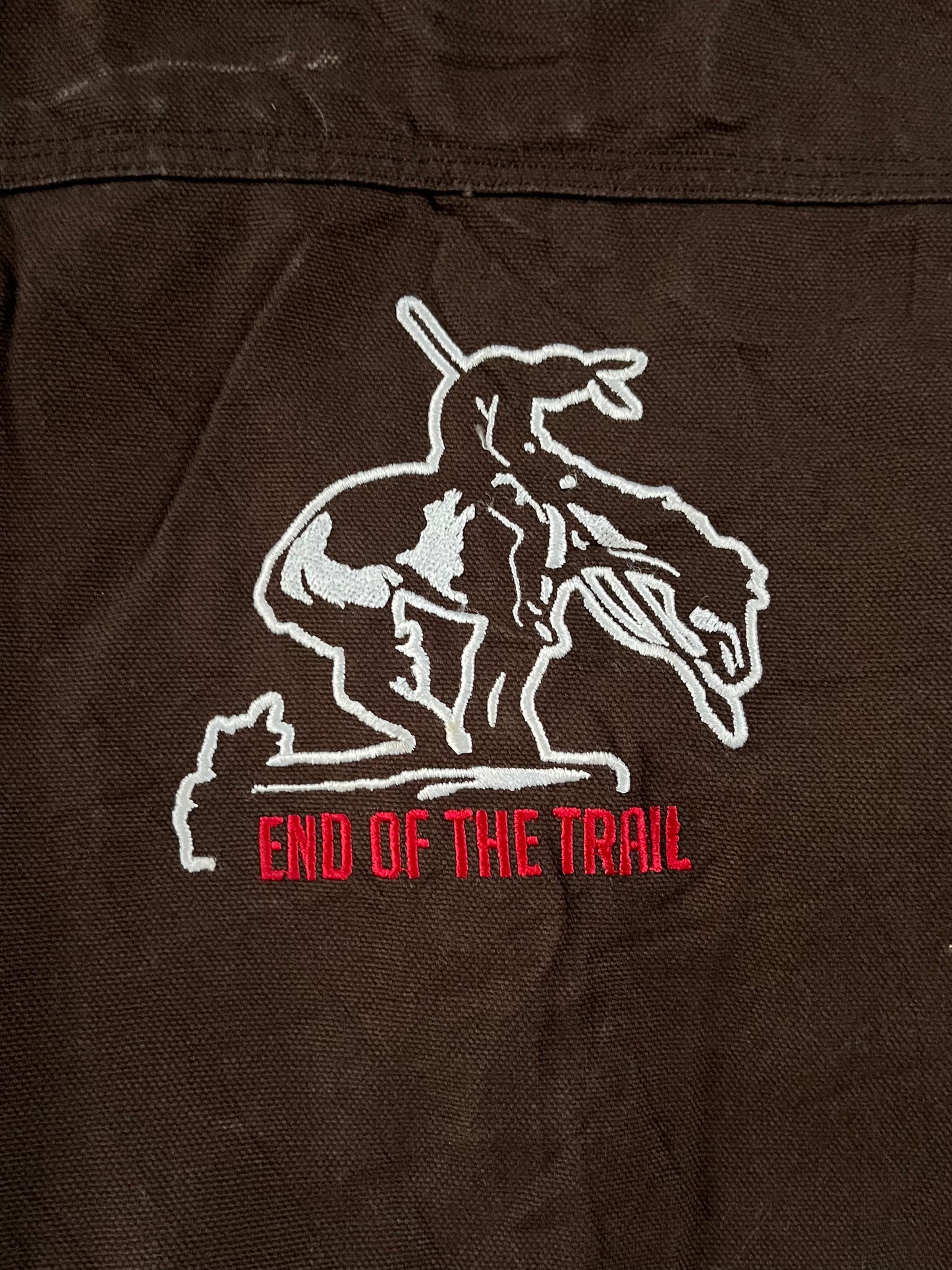2000S - CARHARTT BROWN FLANNEL LINED EMBROIDERED SHIRT JACKET - 2/3XL