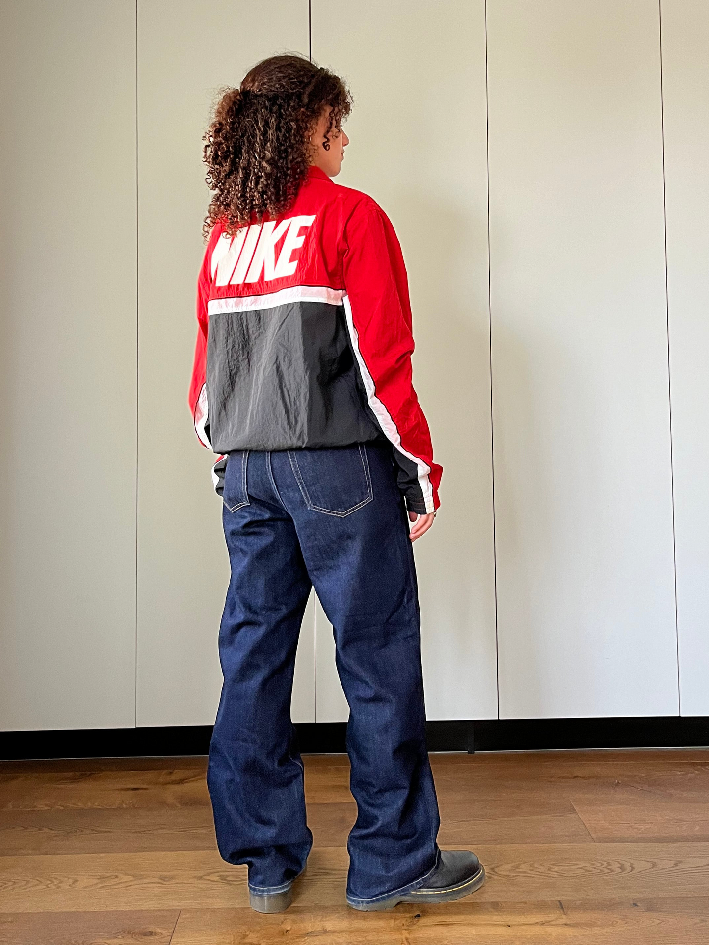 2000S - RED WHITE & BLACK NIKE TRACK JACKET - M