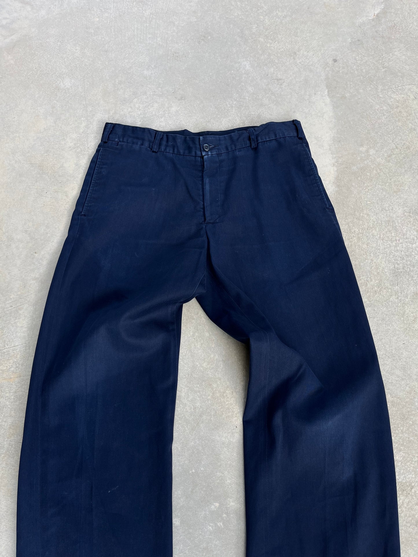 1990S - BLUE WIDE LEG FABRIC PANTS - 42