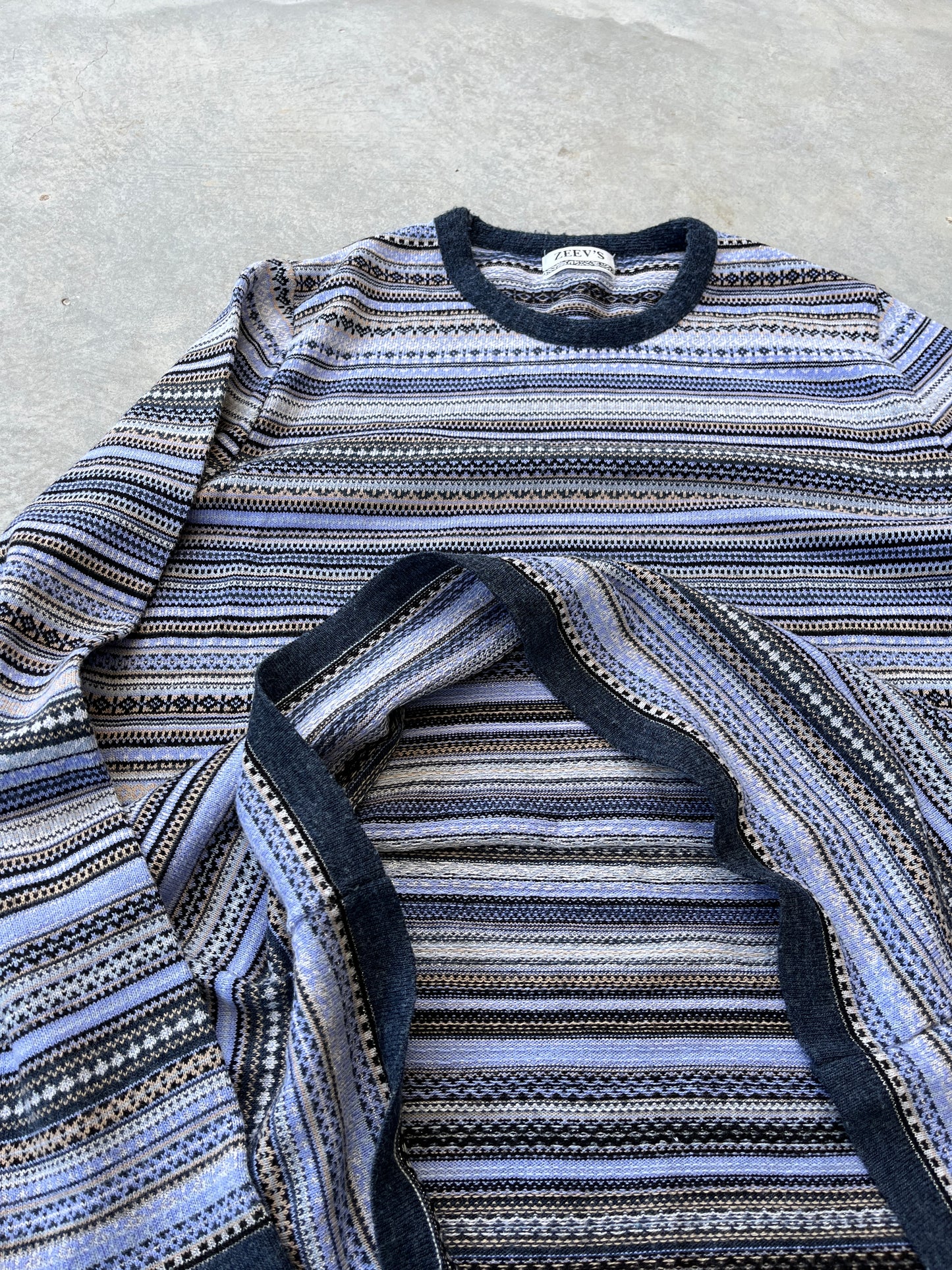 1990S - STRIPED THIN SWEATER - S