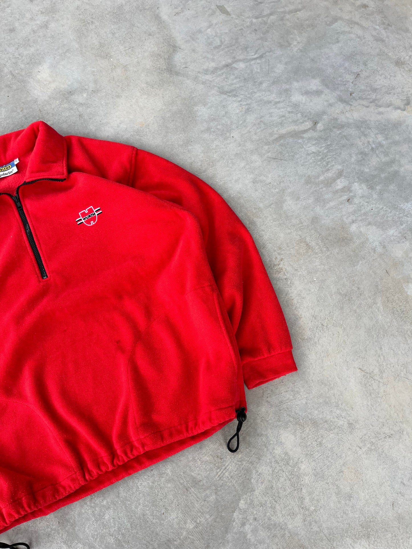 1990S - RED WURTH POLO COLLAR FLEECE - L
