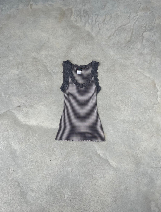 2000S  STRIPED TIGHT STRETCHY TANK TOP - L