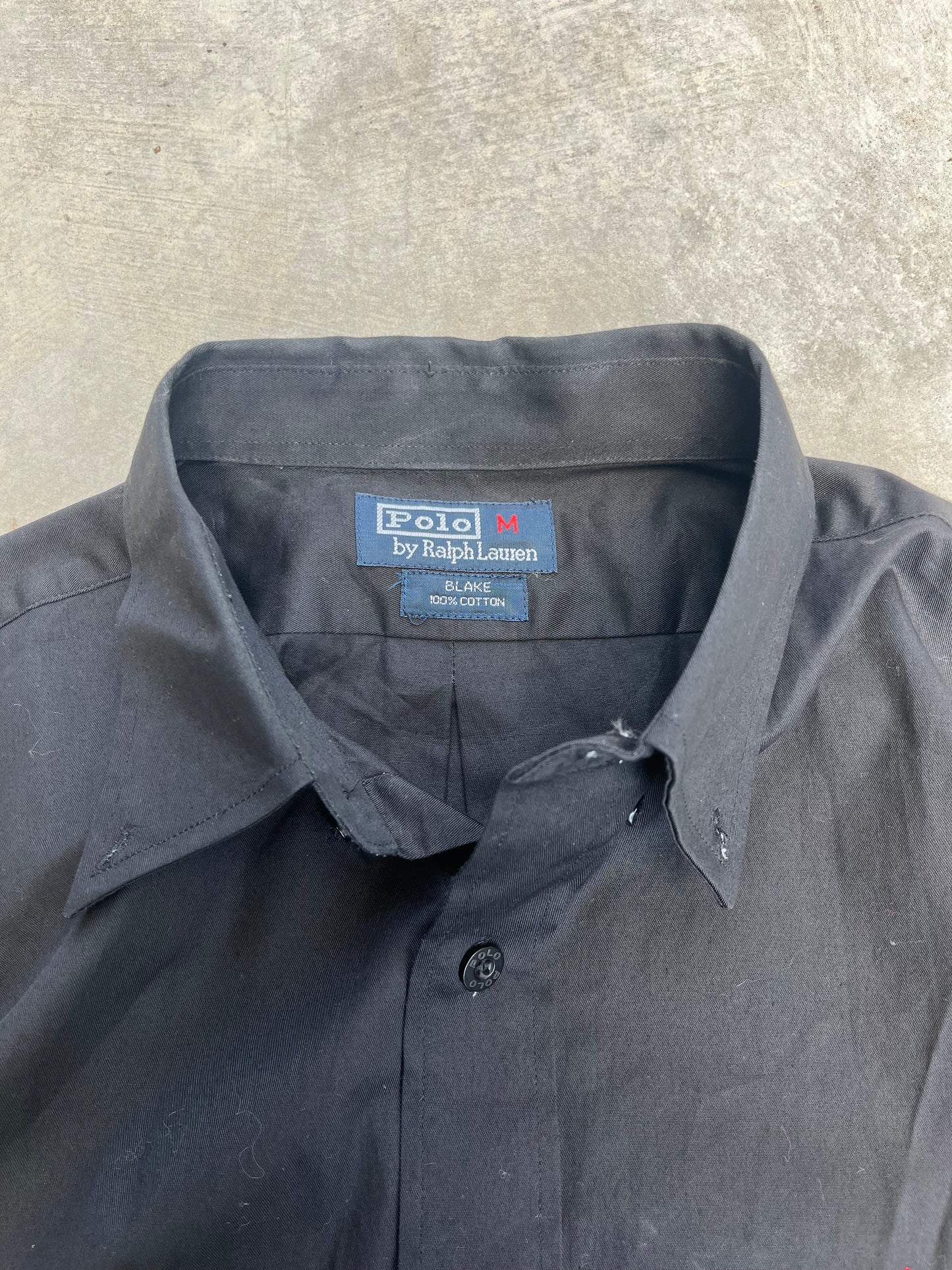 1990S - POLO RALPH LAUREN BLACK BUTTON DOWN SHIRT - M