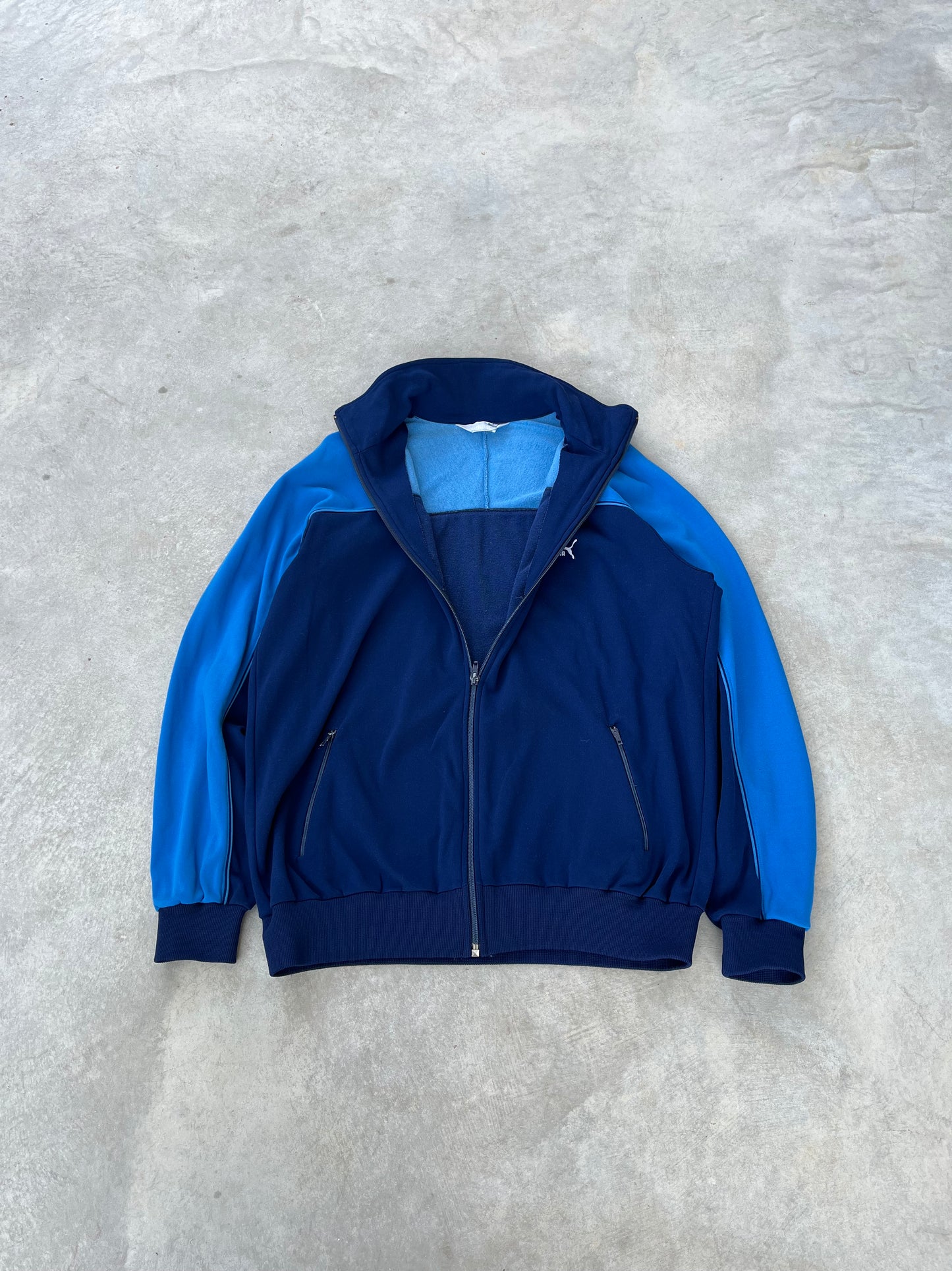 1980S - NAVY & LIGHT BLUE PUMA SPORT JACKET - M