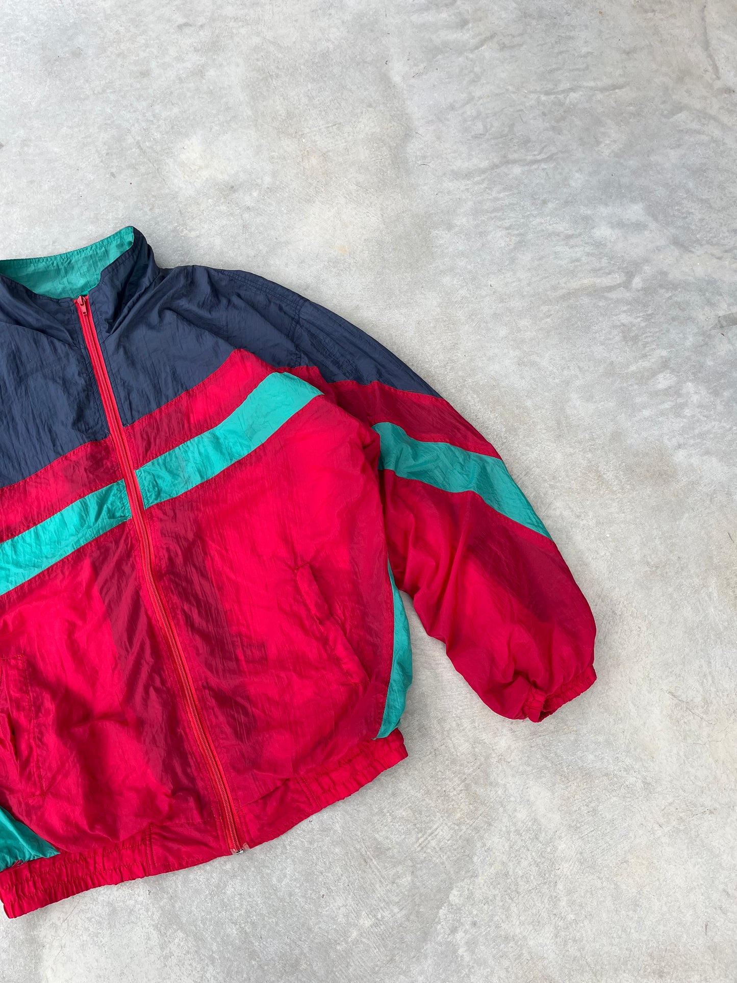 1990S - NYLON COLORBLOCK WINDBREAKER - L