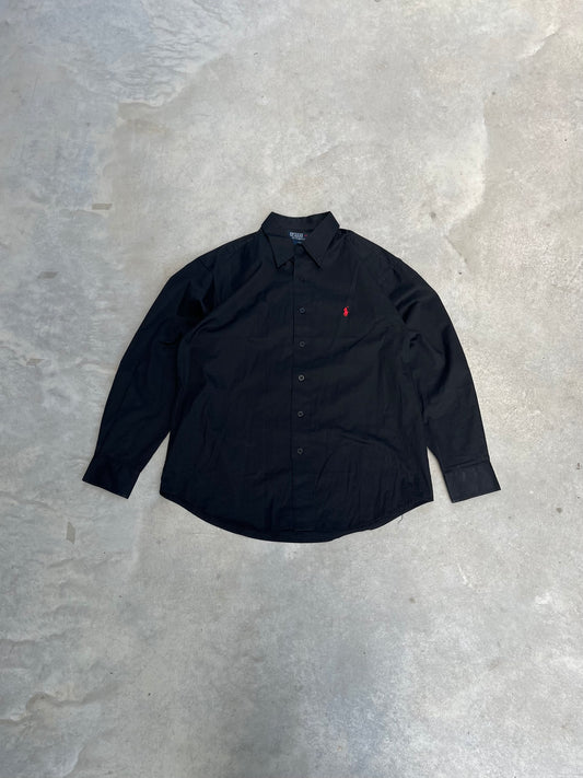 1990S - POLO RALPH LAUREN BLACK BUTTON DOWN SHIRT - M