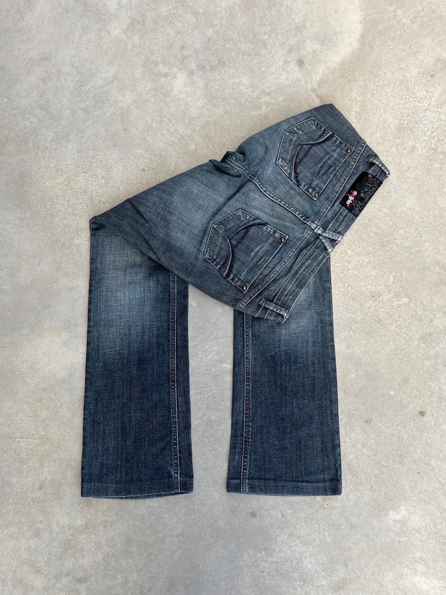 2000S - LOW RISE FADED EMBROIDERED BOOTCUT JEANS - 40