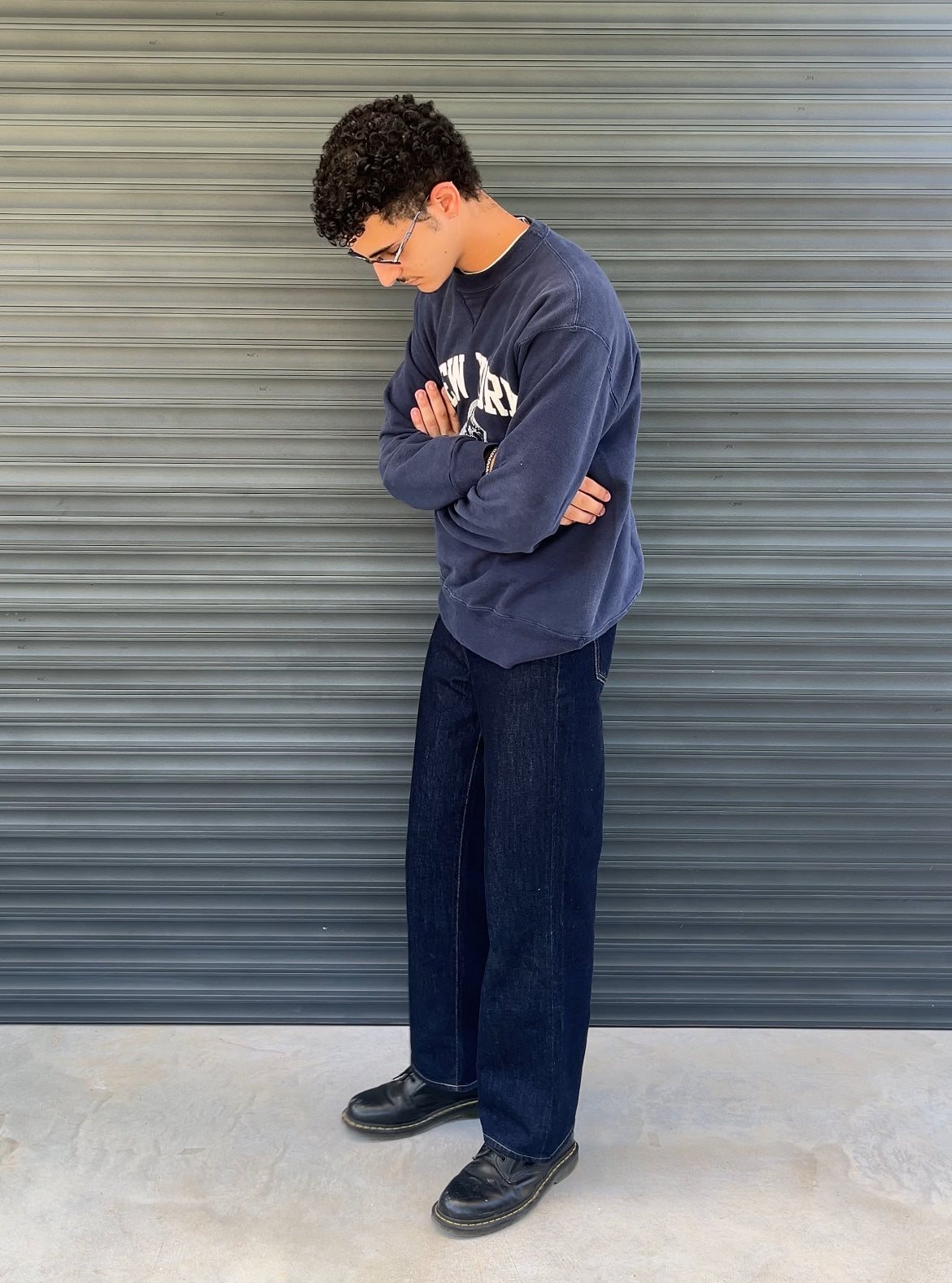 1990S - CHAMPION „NEW YORK UNIVERSITY“ NAVY CREWNECK - XL