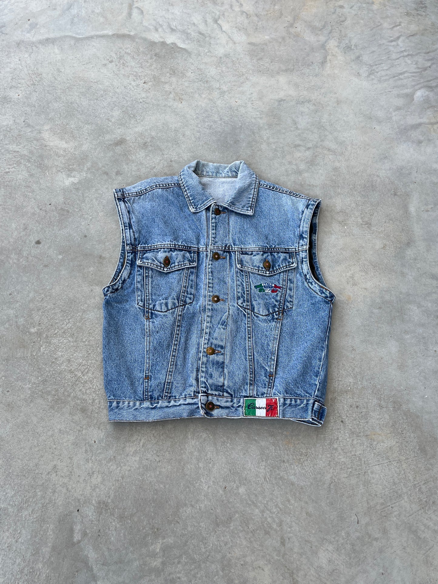 1970S - MADE IN ITALY DENIM VEST - M