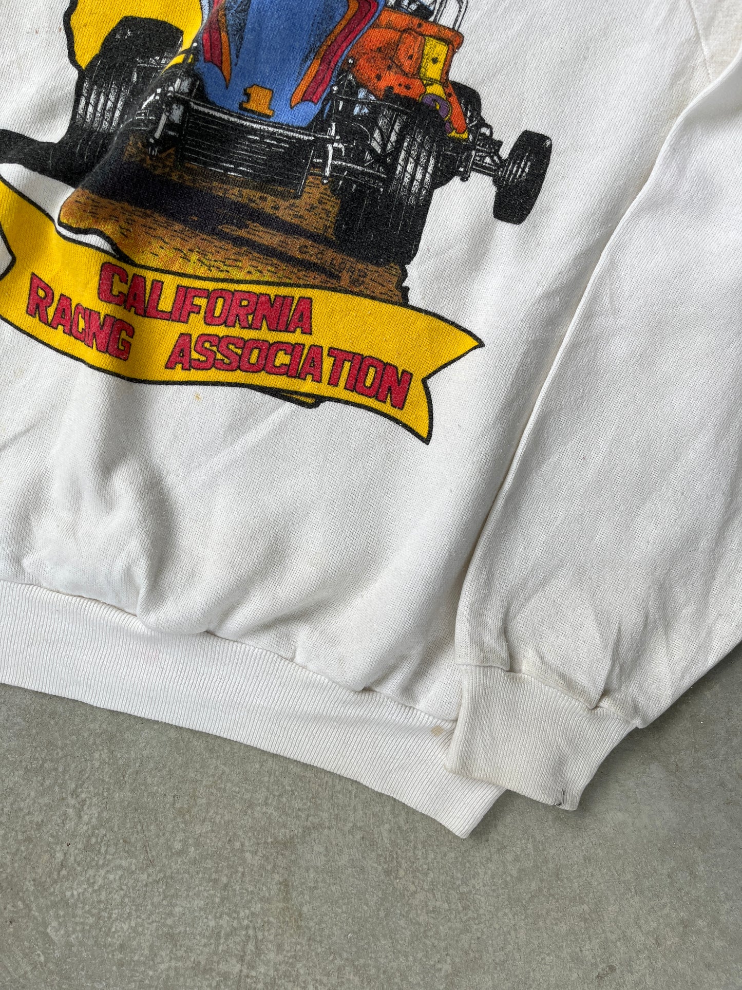 1980S - WHITE CALIFORNIA RACING SWEATSHIRT- L