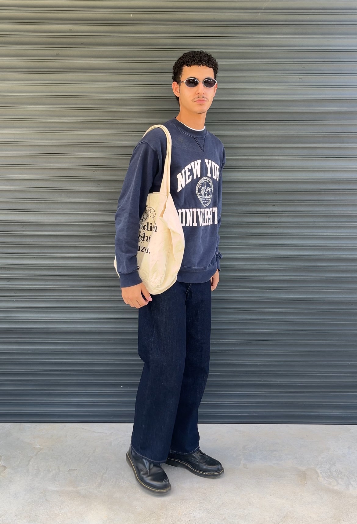 1990S - CHAMPION „NEW YORK UNIVERSITY“ NAVY CREWNECK - XL